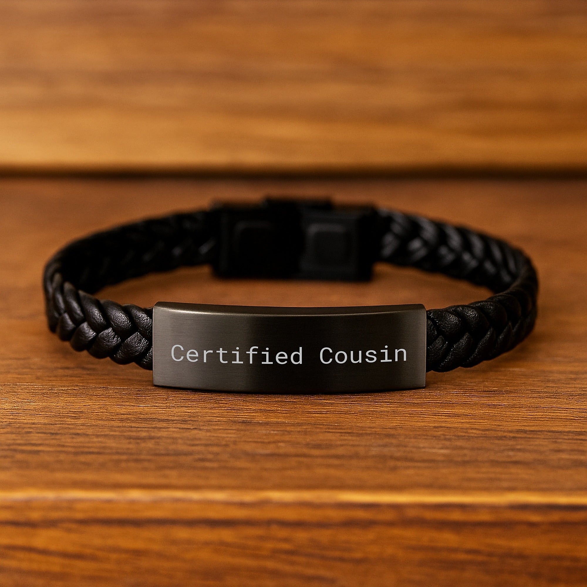 Funny Cousin Gifts from Family, Interlaced Leather Cousin Birthday Unique Gifts for Men, Women, and Friends, 'Certified Cousin' Quote - Image 2