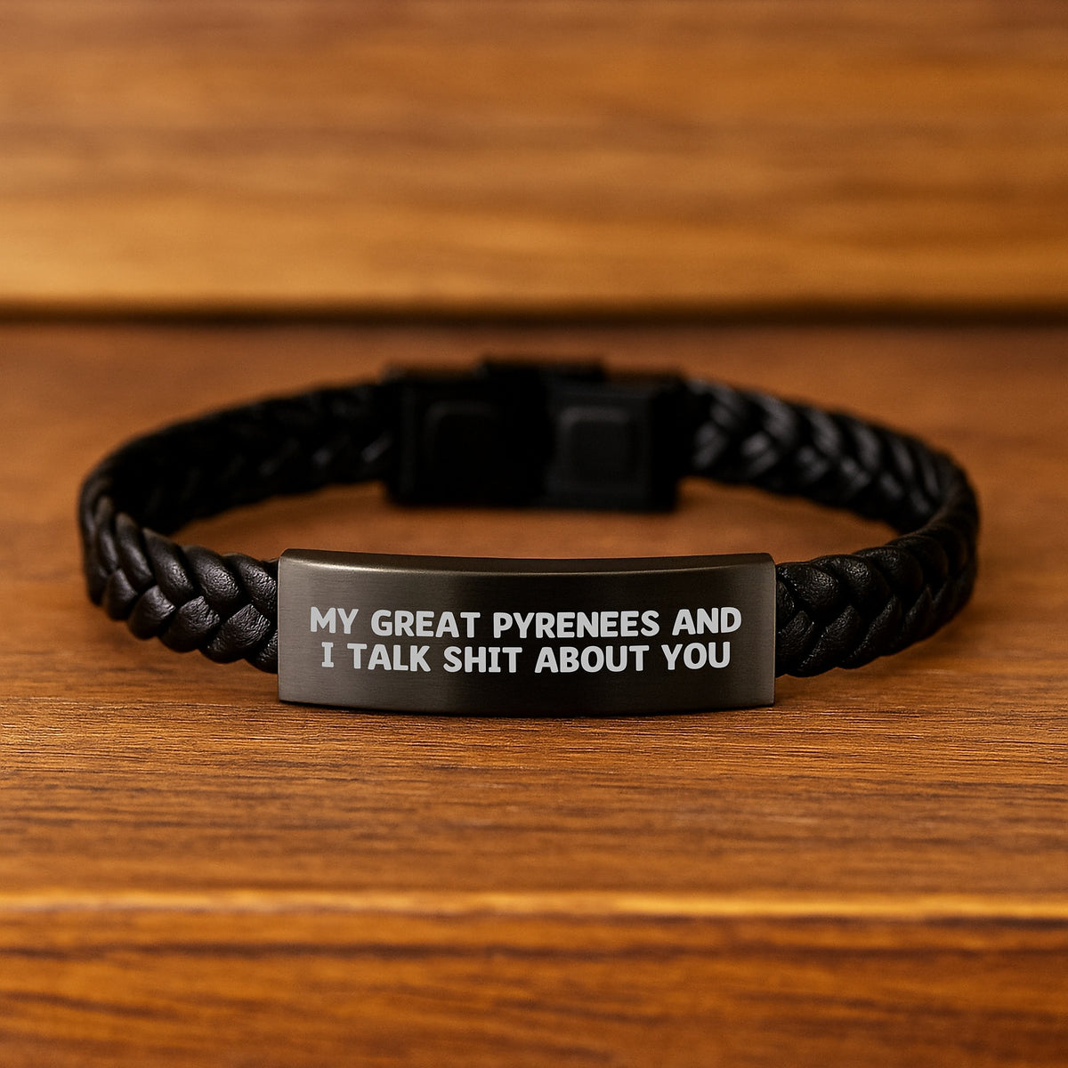 Bold Great Pyrenees Interlaced Leather Bracelet Birthday Gift - Image 2