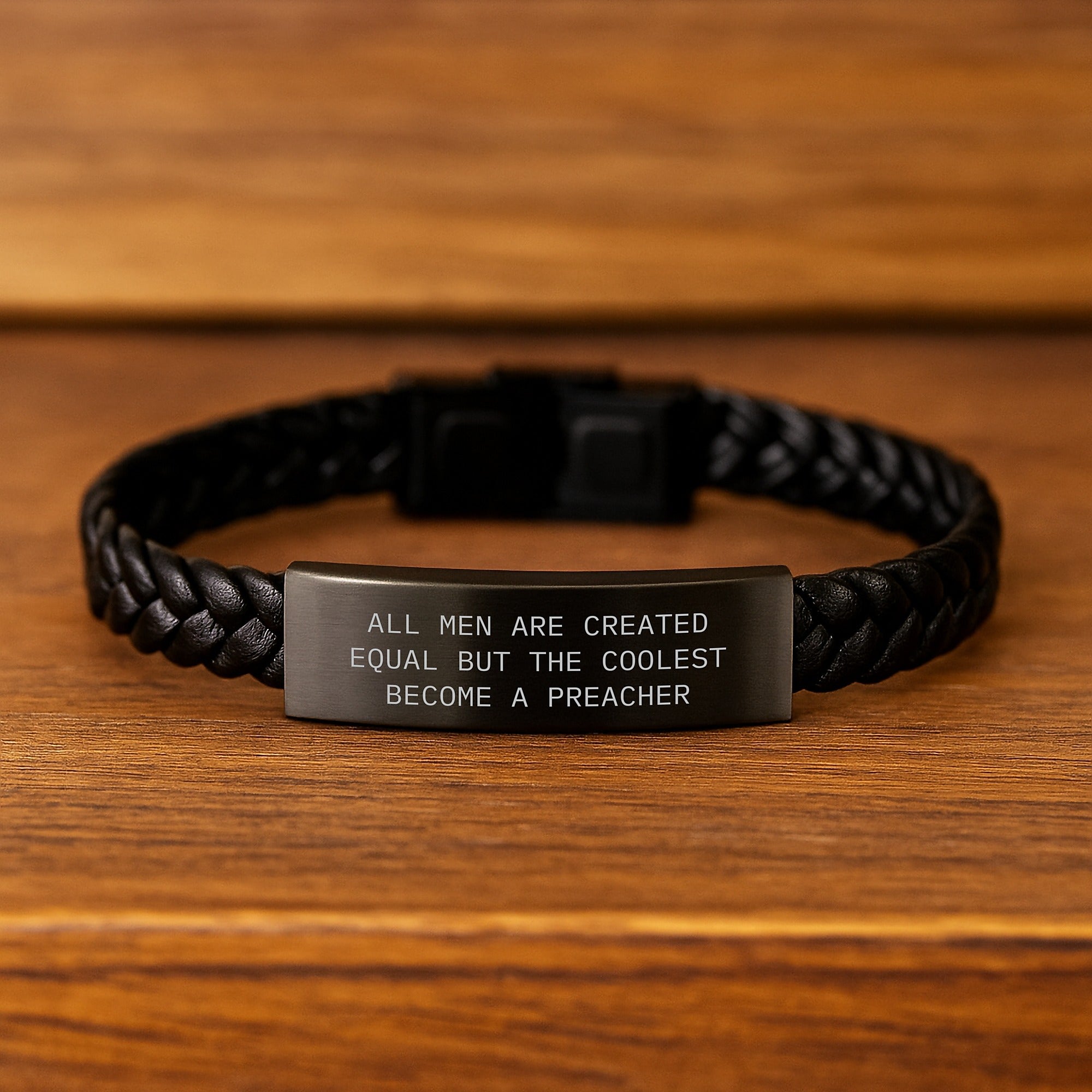 Preacher Humor Gifts from Men for Preacher Interlaced Leather Bracers, Funny Quote Birthday Unique Gifts - Image 2