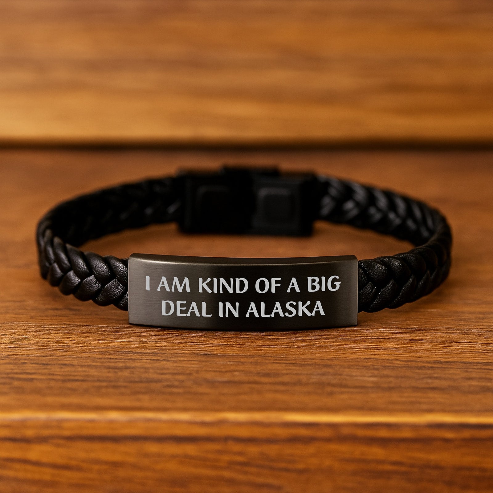 Alaska Gifts for Men, Funny Interlaced Leather Bracelet, Stainless Steel, PU Leather, Gifts from Friends, Christmas Unique Gifts - Image 2