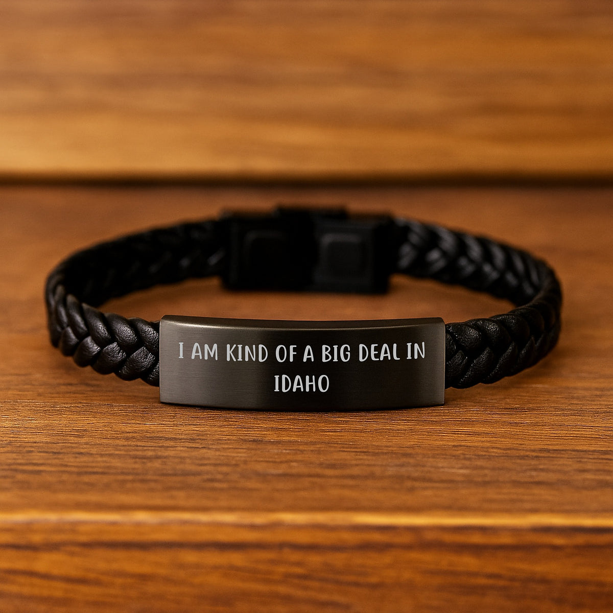 Idaho Christmas Unique Gifts from Friends and Family, Interlaced Leather Bracelet with Funny Quote 'I Am Kind Of A Prime Selection In Idaho', Perfect for Men and Women - Image 2