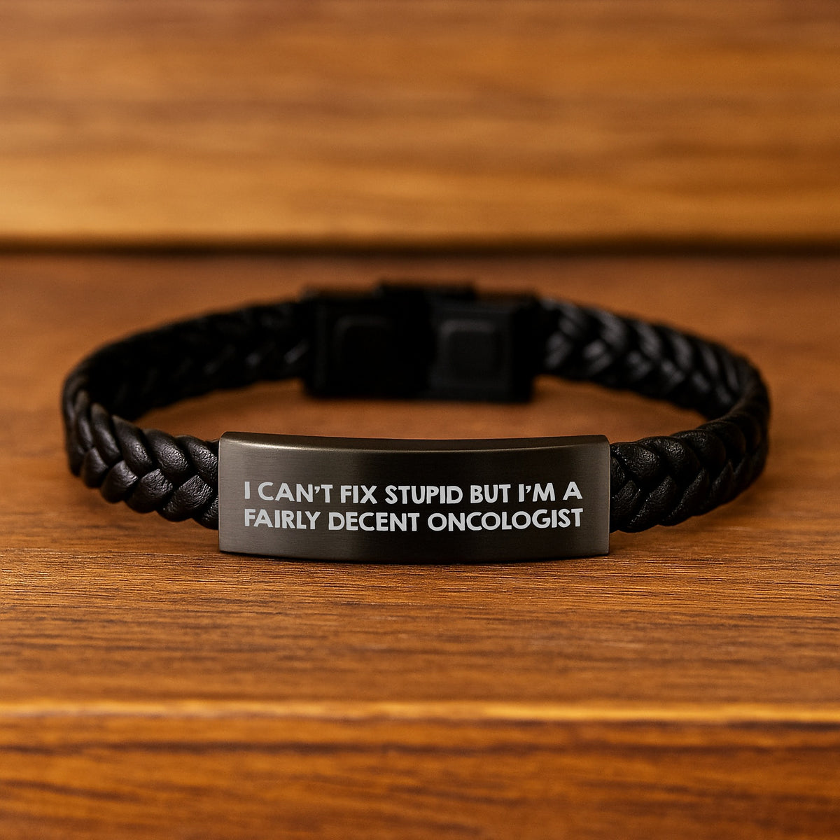 Funny Oncologist Gifts for Men Women Friends - I'm A Fairly Decent Oncologist Interlaced Leather Bracelet Birthday Unique - Image 2