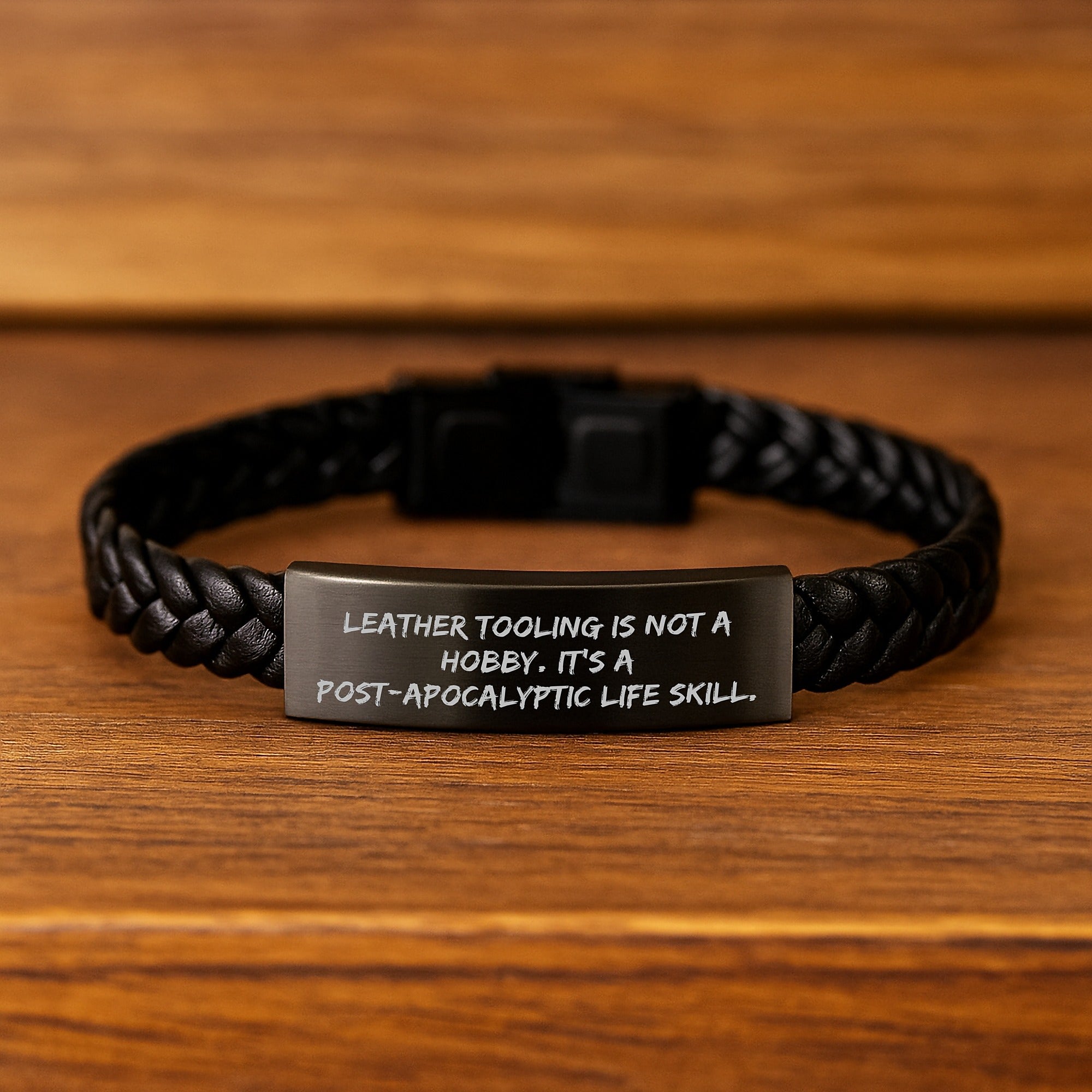 Funny Leather Tooling Gifts for Men Friends - Interlaced Leather Bracelet, Gifts from Men to Leather Tooling Enthusiasts on Birthday - Image 2