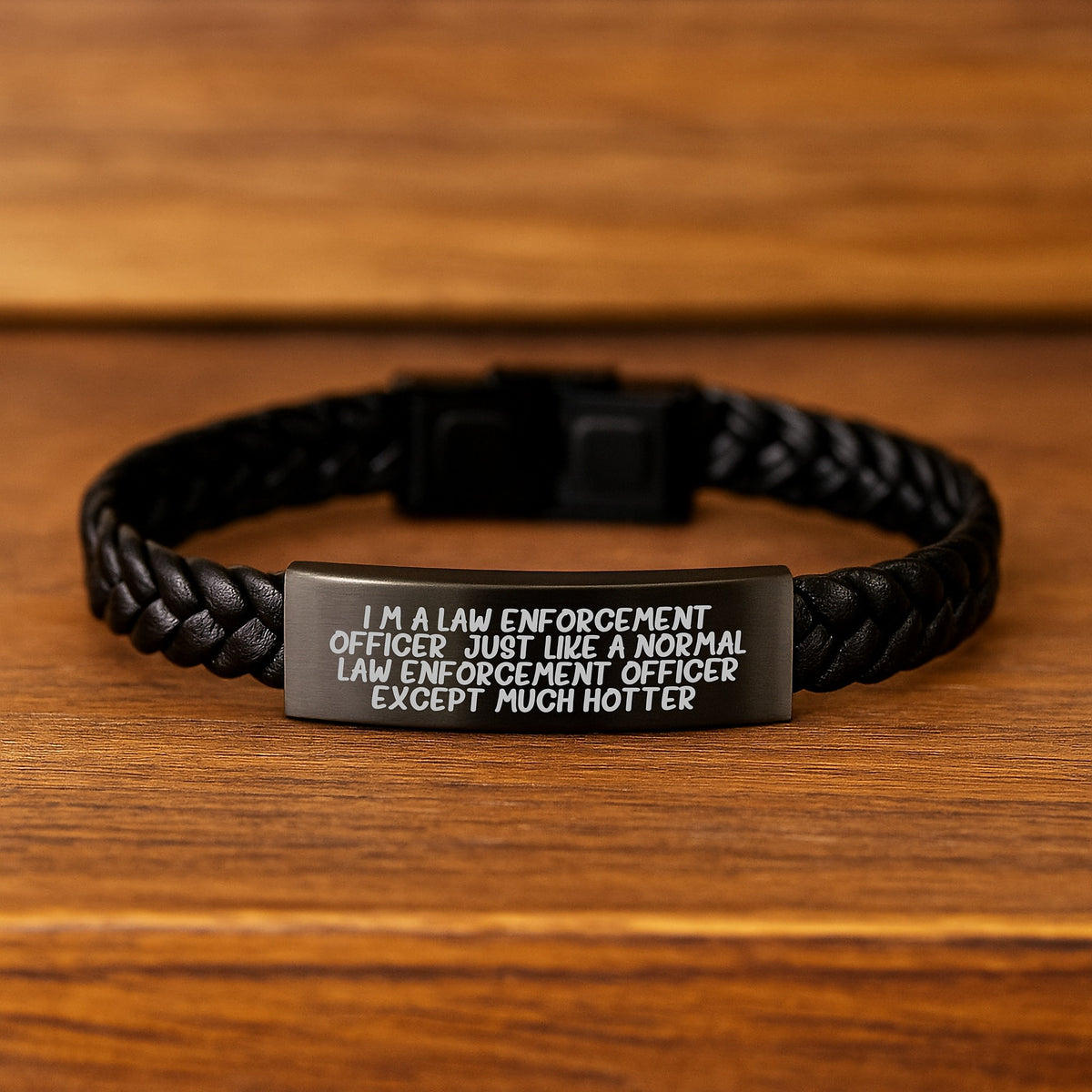 Funny Law Enforcement Officer Gifts from Men - Unique Interlaced Leather Bracelet for Law Enforcement Officer on Father's Day - Image 2