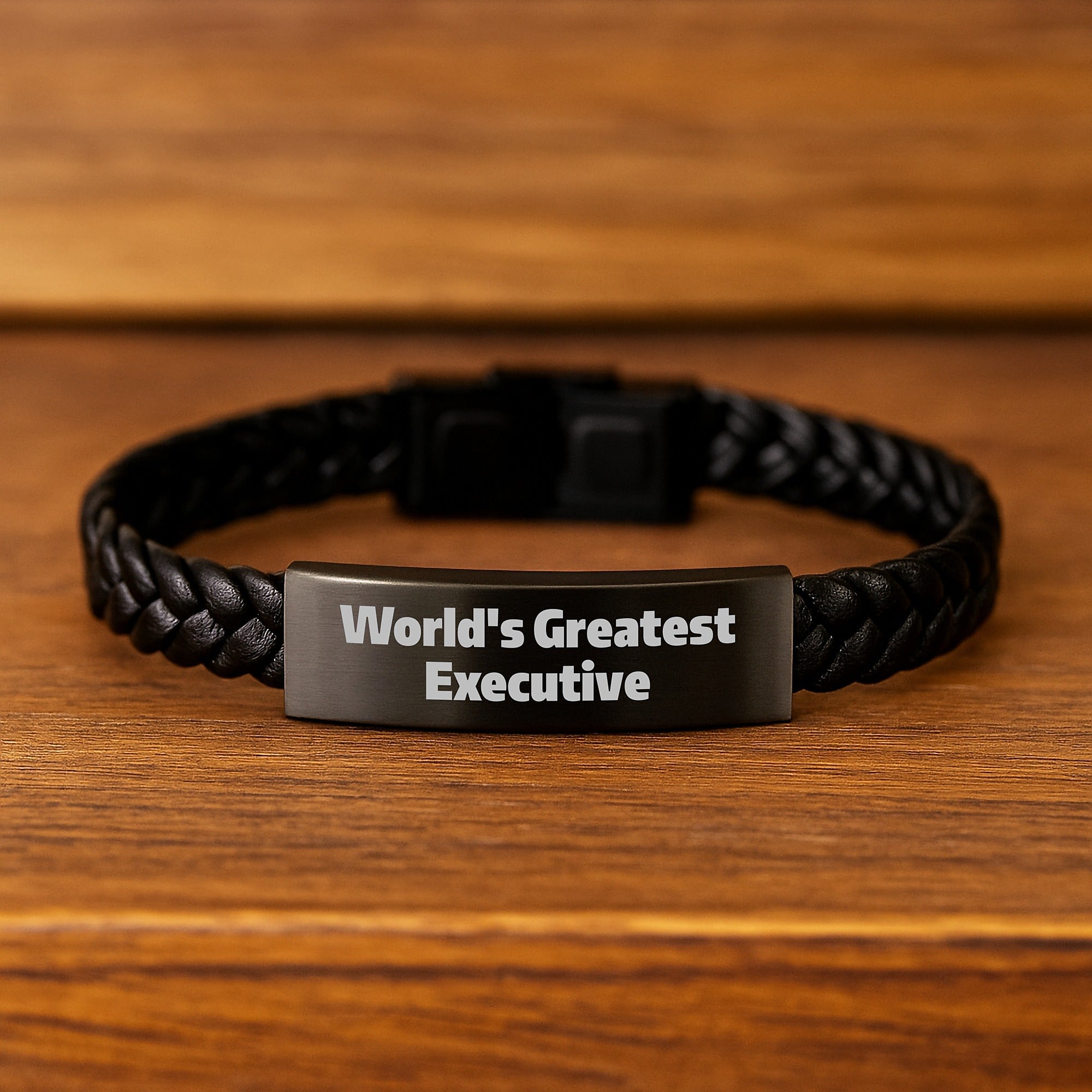 World's Greatest Executive Interlaced Leather Bracelet, Gifts from Friends for Birthday, Executive Gifts, Unique Executive Presents - Image 2