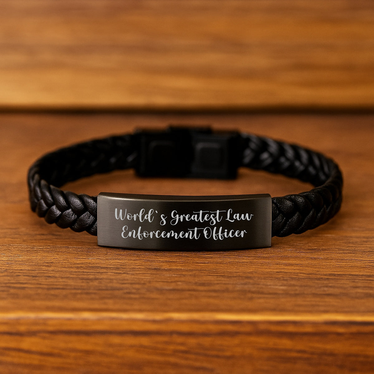 Law Enforcement Officer Interlaced Leather Bracelet Birthday Gift - Image 2