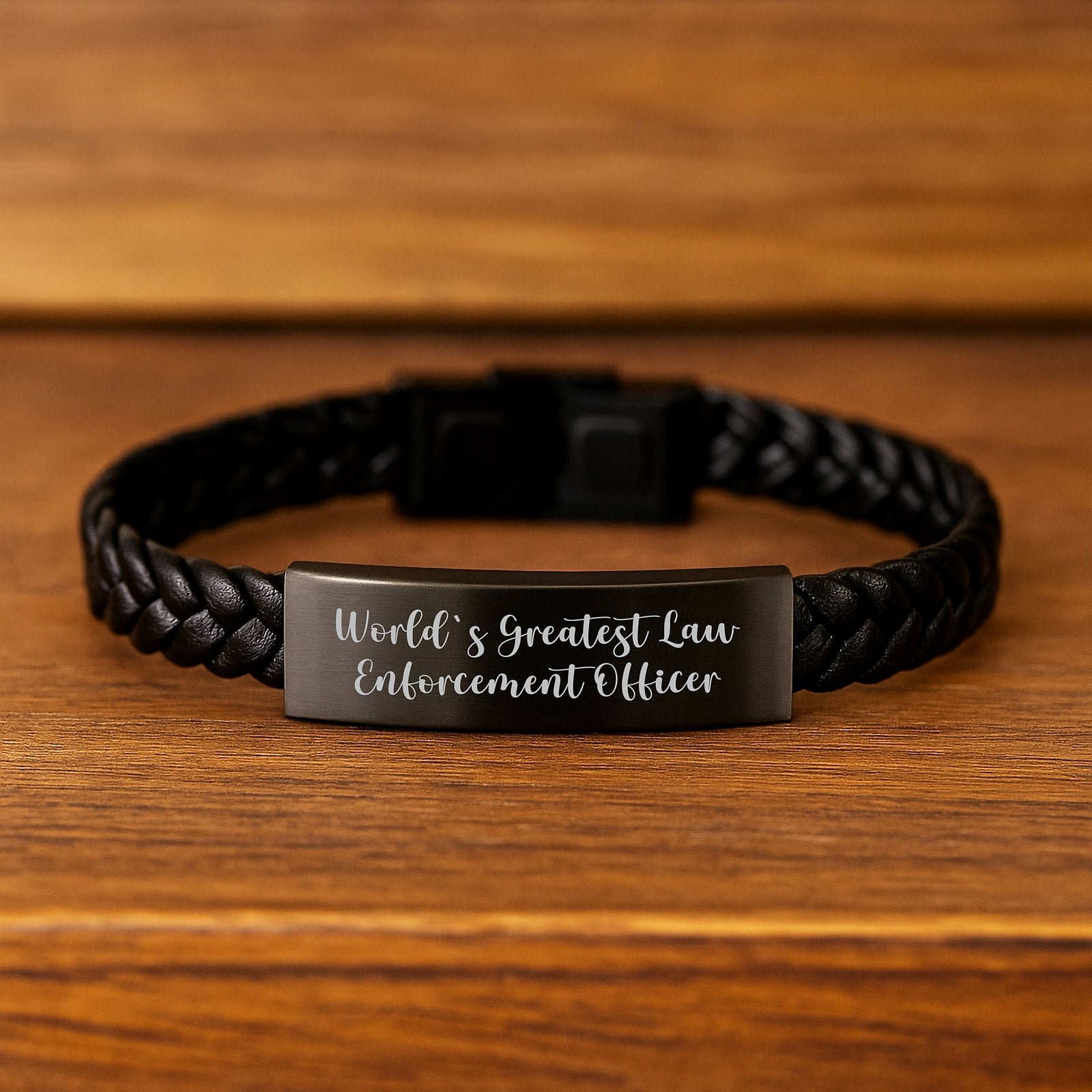 Law Enforcement Officer Interlaced Leather Bracelet Birthday Gift - Image 2