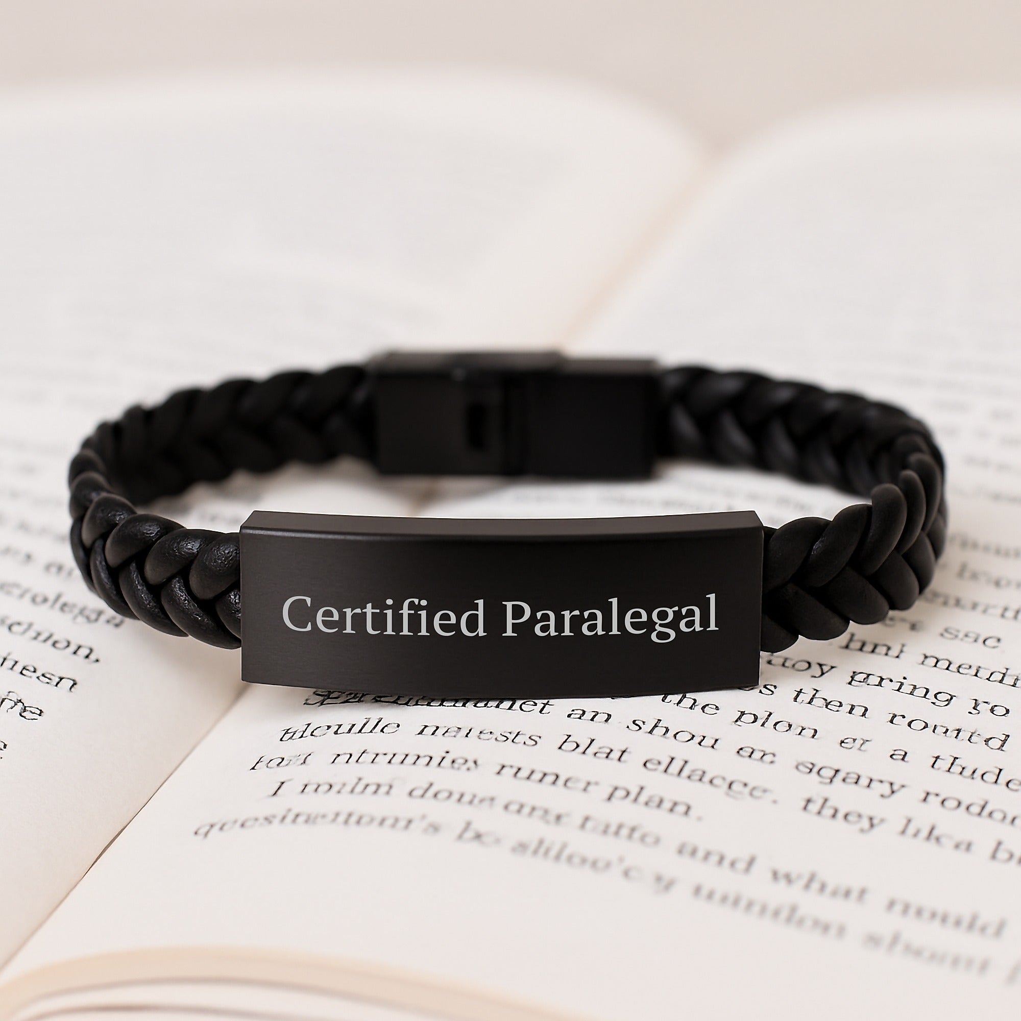 Funny Inspirational Quote Certified Paralegal Gifts from Friends Unique Interlaced Leather Bracel - Image 3