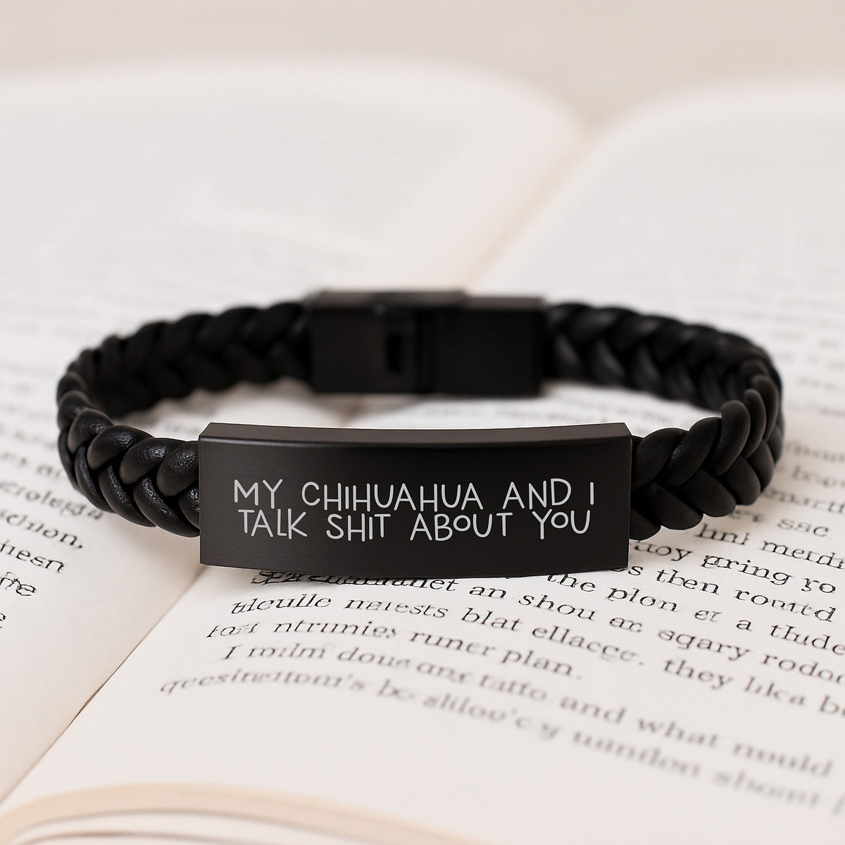 Birthday Gift Keepsake Chihuahua Bracelet for Him – Durable Steel & PU - Image 3