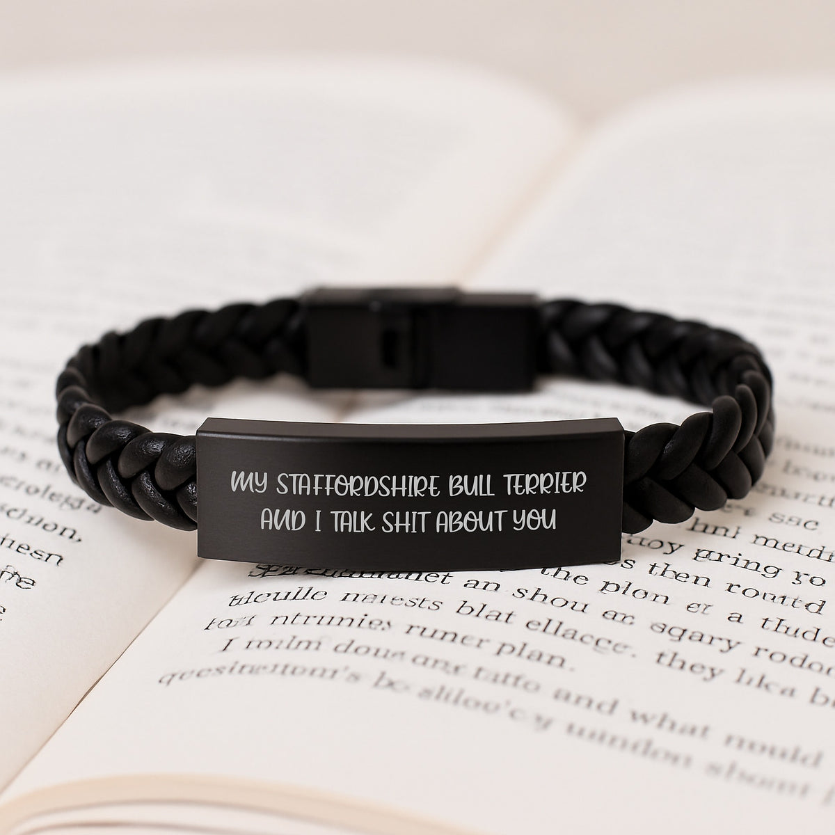 Staffordshire Bull Terrier Leather Bracelet for Him Birthday Gift - Image 3