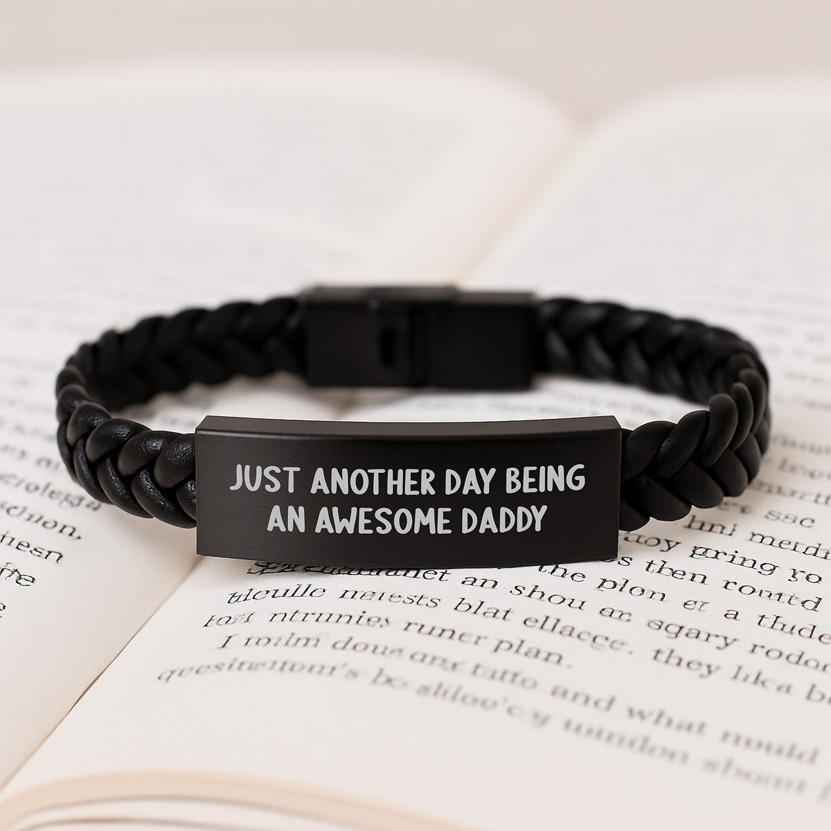 Funny Daddy Gifts Interlaced Leather Bracelet for Men, Just Another Day Being An Awesome Daddy Quote, Gifts from Family for Special Occasions - Image 3