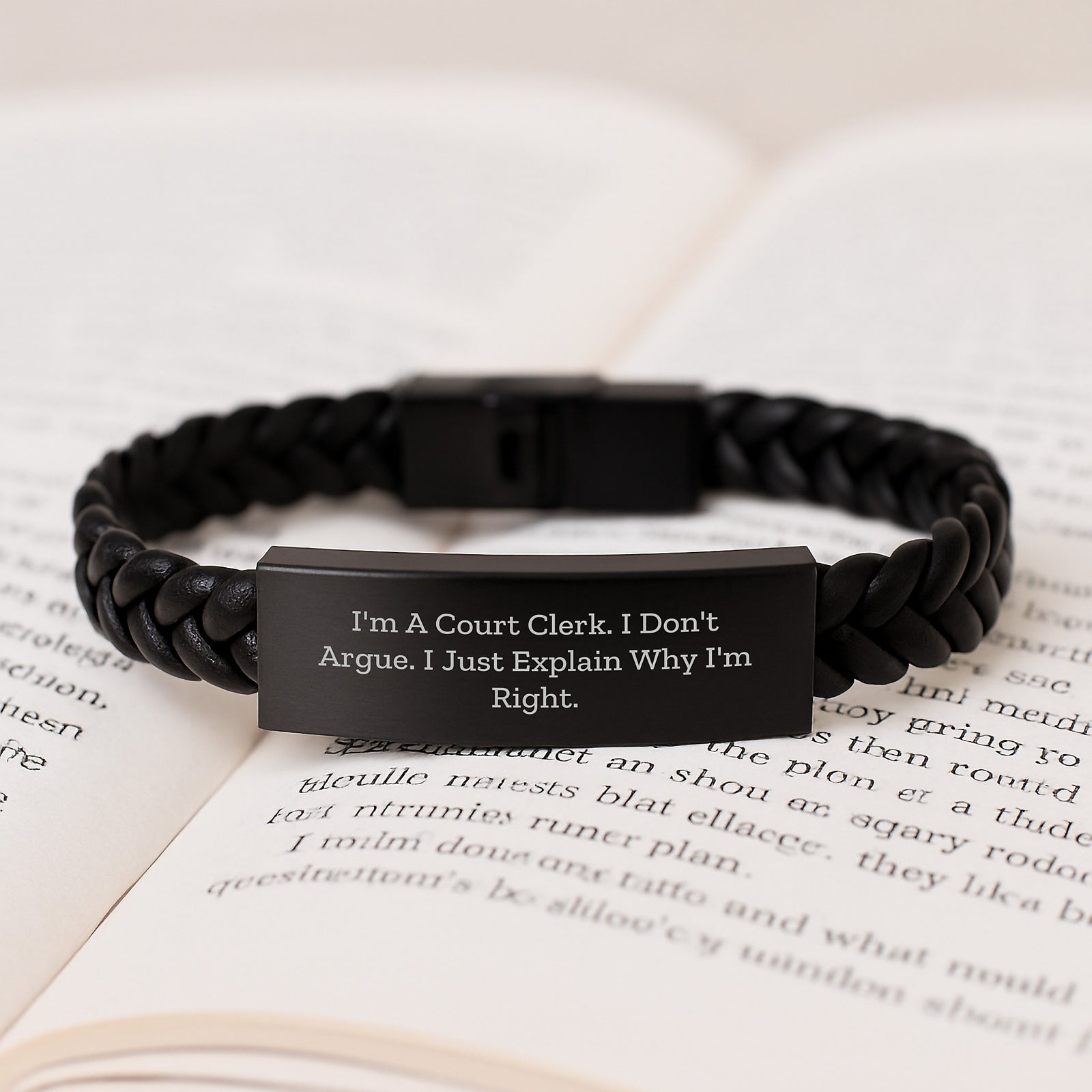 Court Clerk Keepsake Interlaced Leather Bracelet for Him Birthday Gift - Image 3