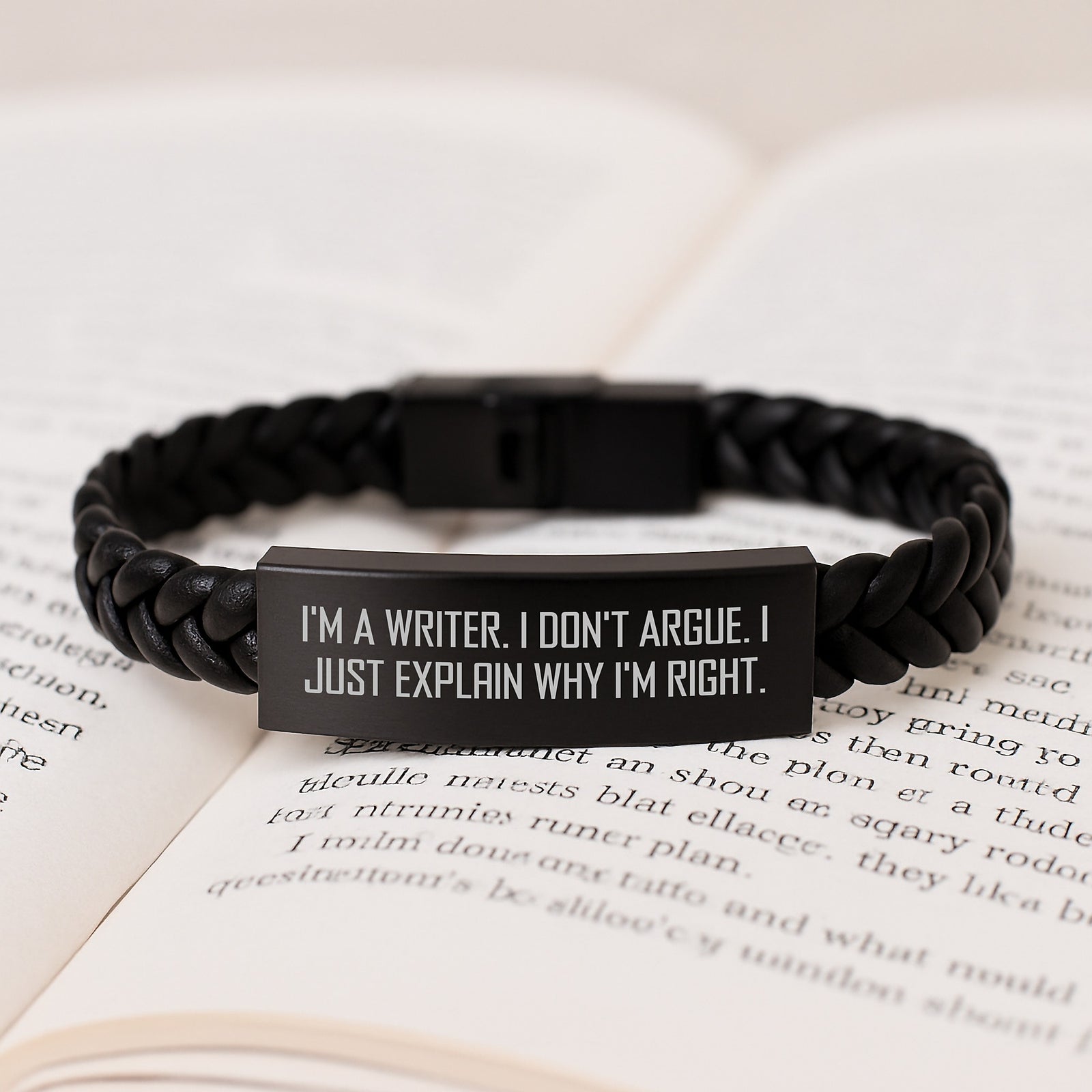 Writer Interlaced Leather Bracelet for Him Christmas Gift Elegant Gold - Image 3