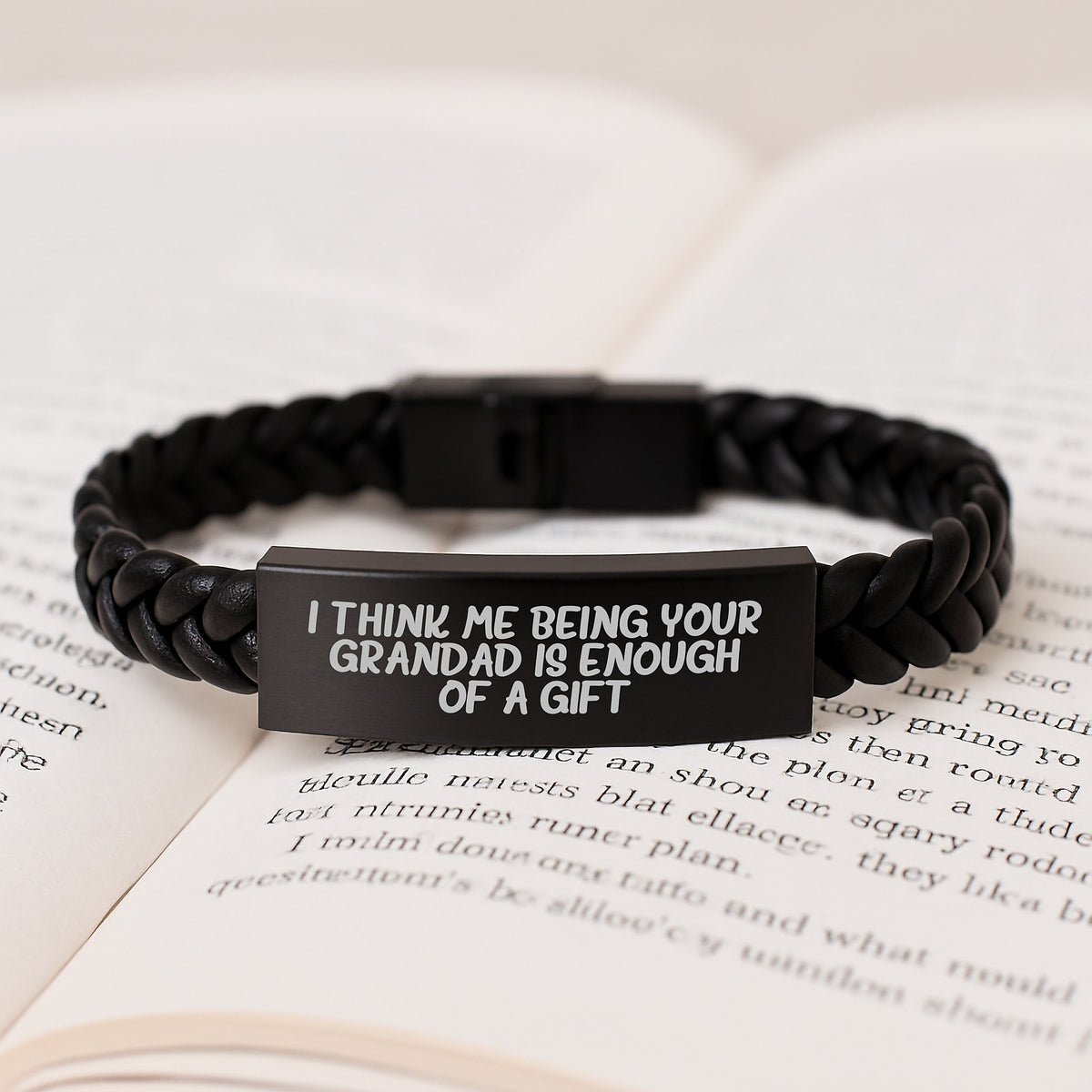 Funny Grandad Gifts, Interlaced Leather Bracelet for Men, ''I Think Me Being Your Grandad Is Enough Of A Gift'' Graduation Unique Gifts from Men to Grandad - Image 3