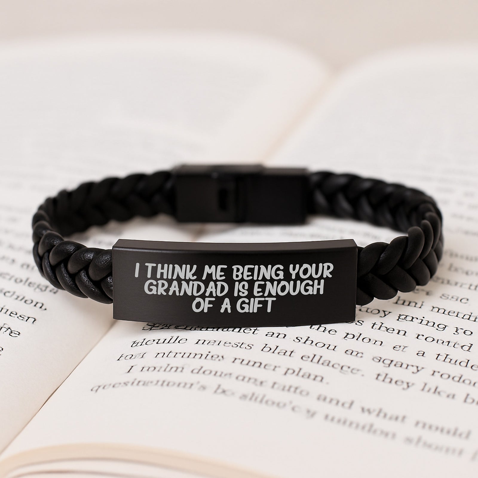 Funny Grandad Gifts, Interlaced Leather Bracelet for Men, ''I Think Me Being Your Grandad Is Enough Of A Gift'' Graduation Unique Gifts from Men to Grandad - Image 3