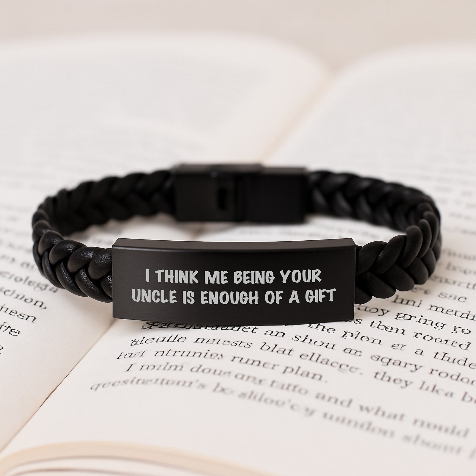 Funny Uncle Gifts for Men - Interlaced Leather Bracelet with Quote 'I Think Me Being Your Uncle Is Enough Of A Gift' - Graduation Unique Gifts from Family - Image 3