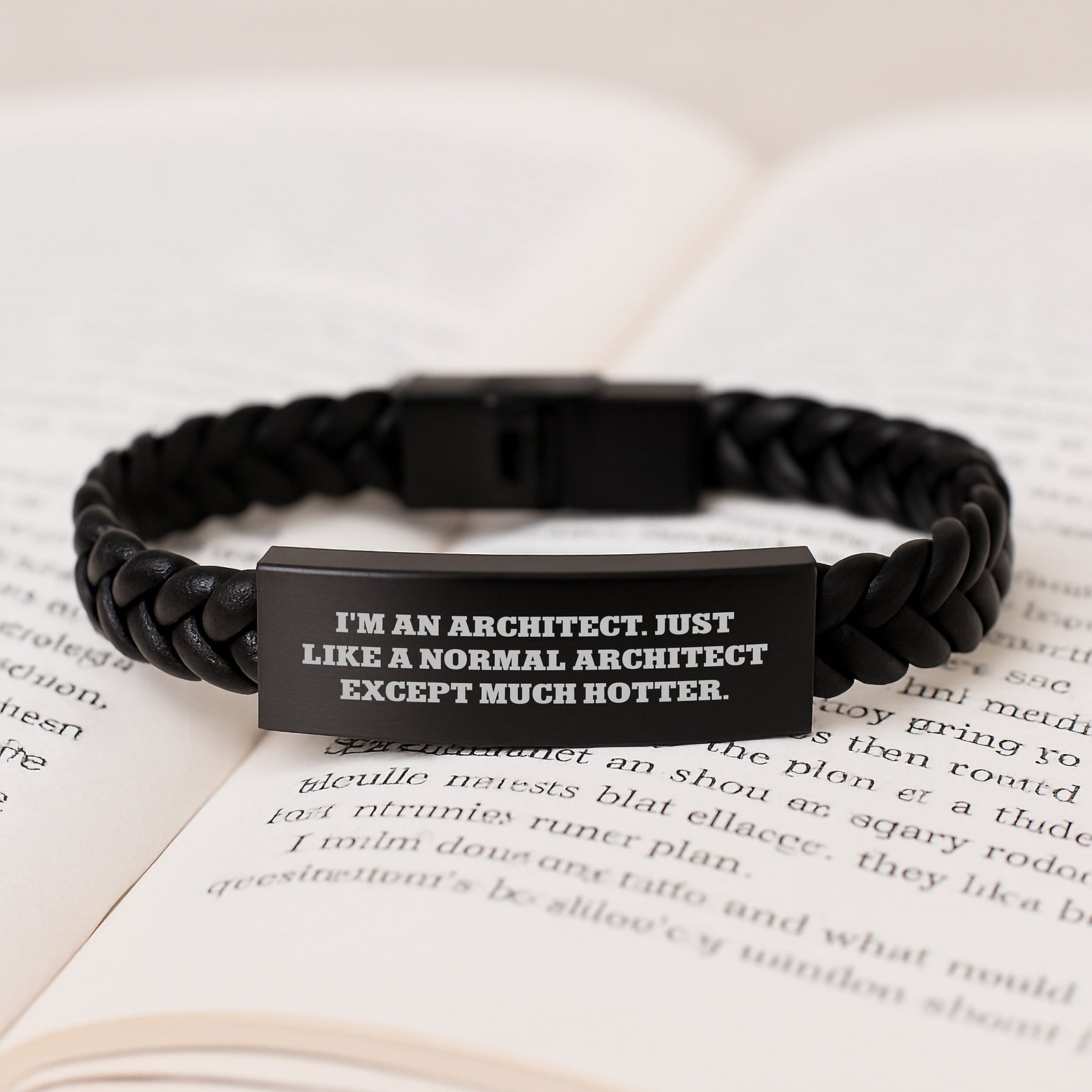 Funny Architect Gifts for Men - Unique Interlaced Leather Bracelet with Stainless Steel Engraving, Gifts from Friends to Architect on Mother's Day - Image 3