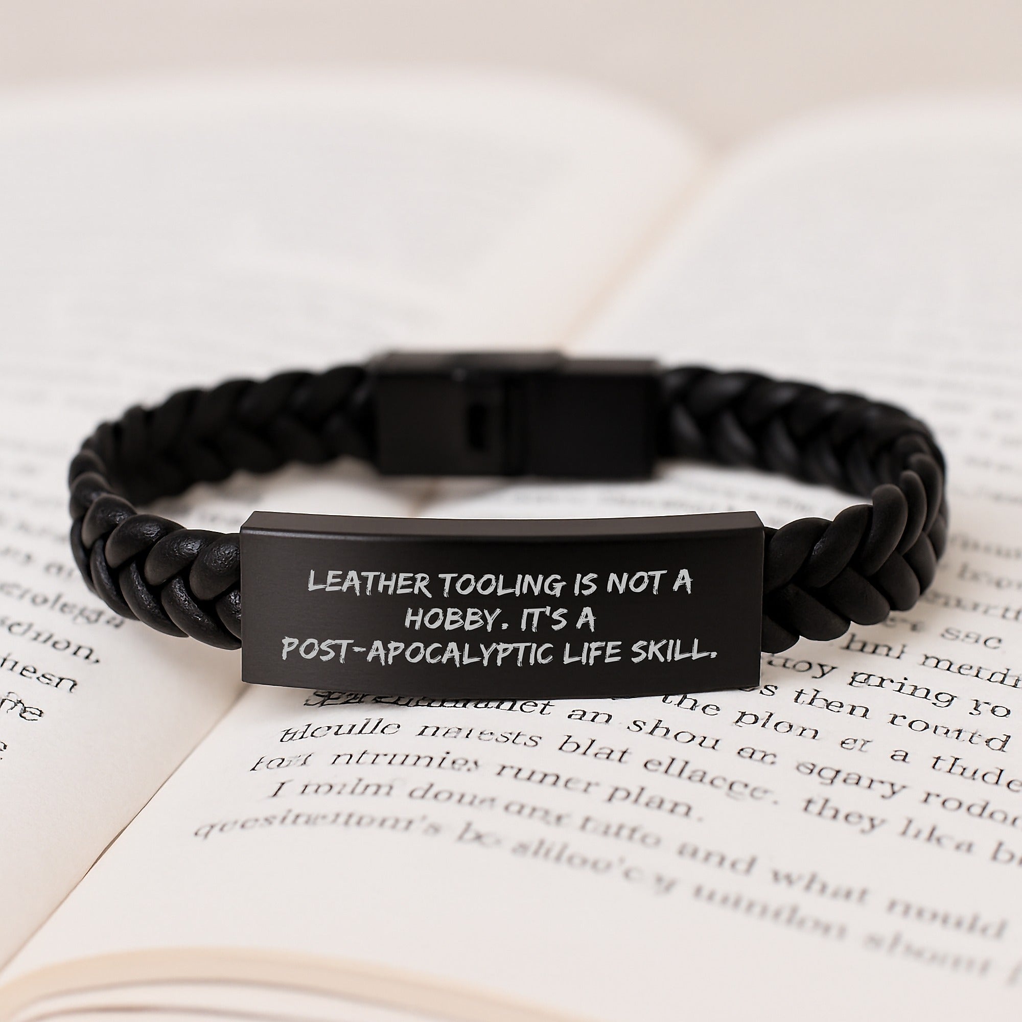 Funny Leather Tooling Gifts for Men Friends - Interlaced Leather Bracelet, Gifts from Men to Leather Tooling Enthusiasts on Birthday - Image 3