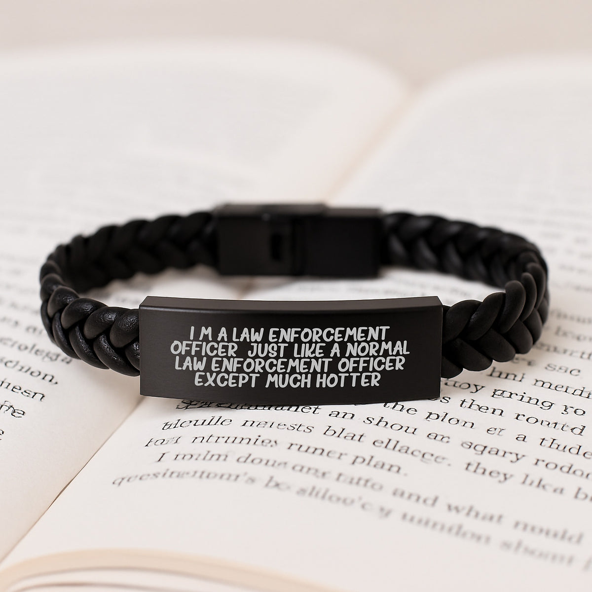 Funny Law Enforcement Officer Gifts from Men - Unique Interlaced Leather Bracelet for Law Enforcement Officer on Father's Day - Image 3