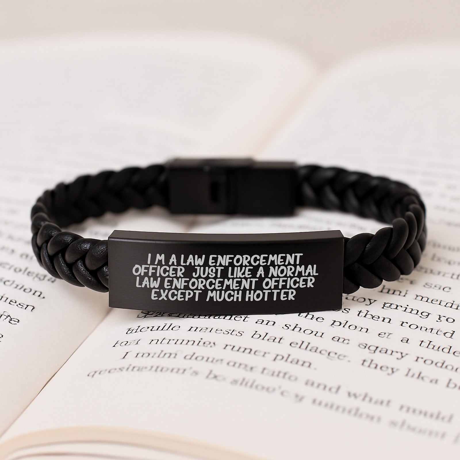 Funny Law Enforcement Officer Gifts from Men - Unique Interlaced Leather Bracelet for Law Enforcement Officer on Father's Day - Image 3