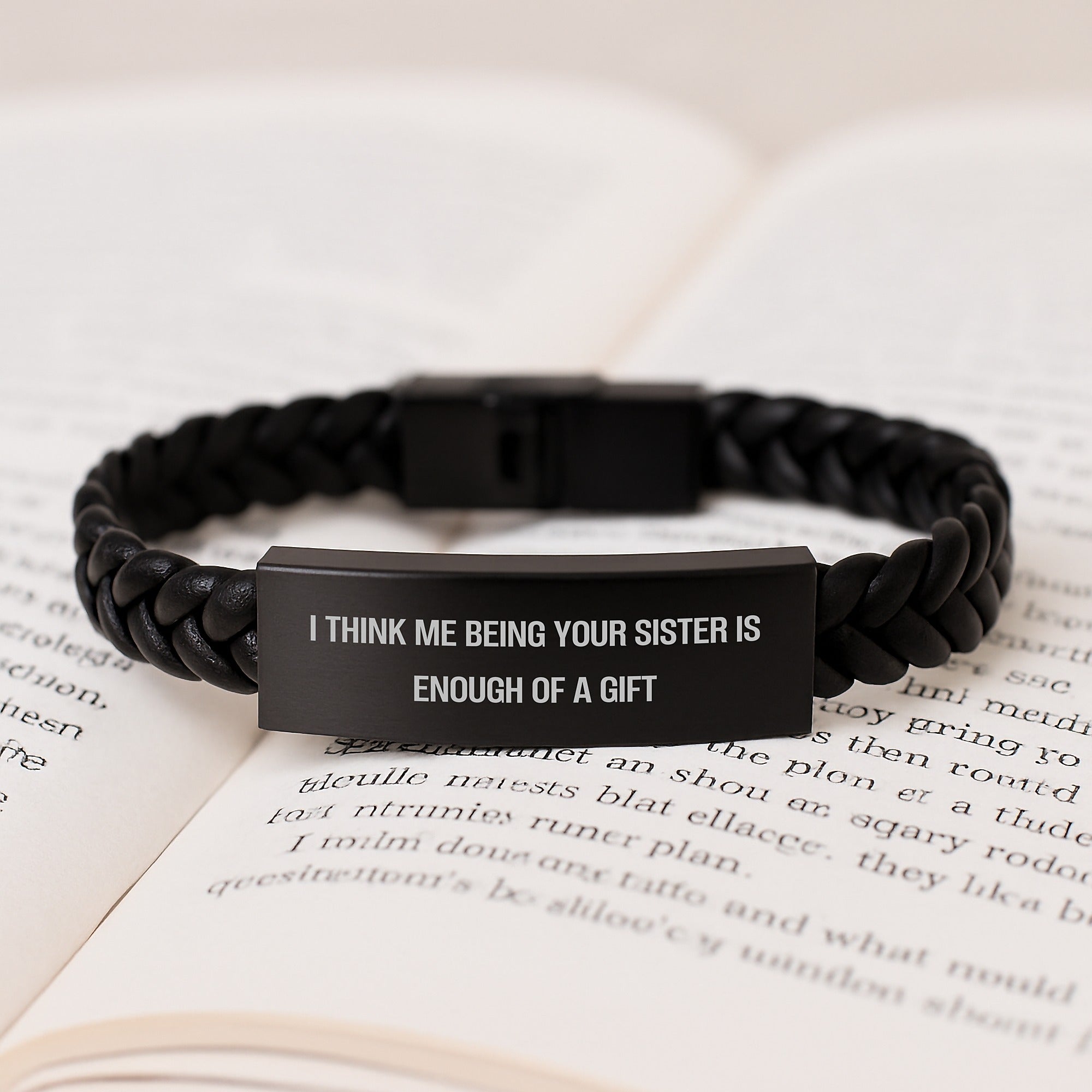 Sisterly Love Interlaced Leather Bracelte, 'I Think Me Being Your Sister Is Enough Of A Gift', Birthday Unique Gift from Sister to Sister - Image 3