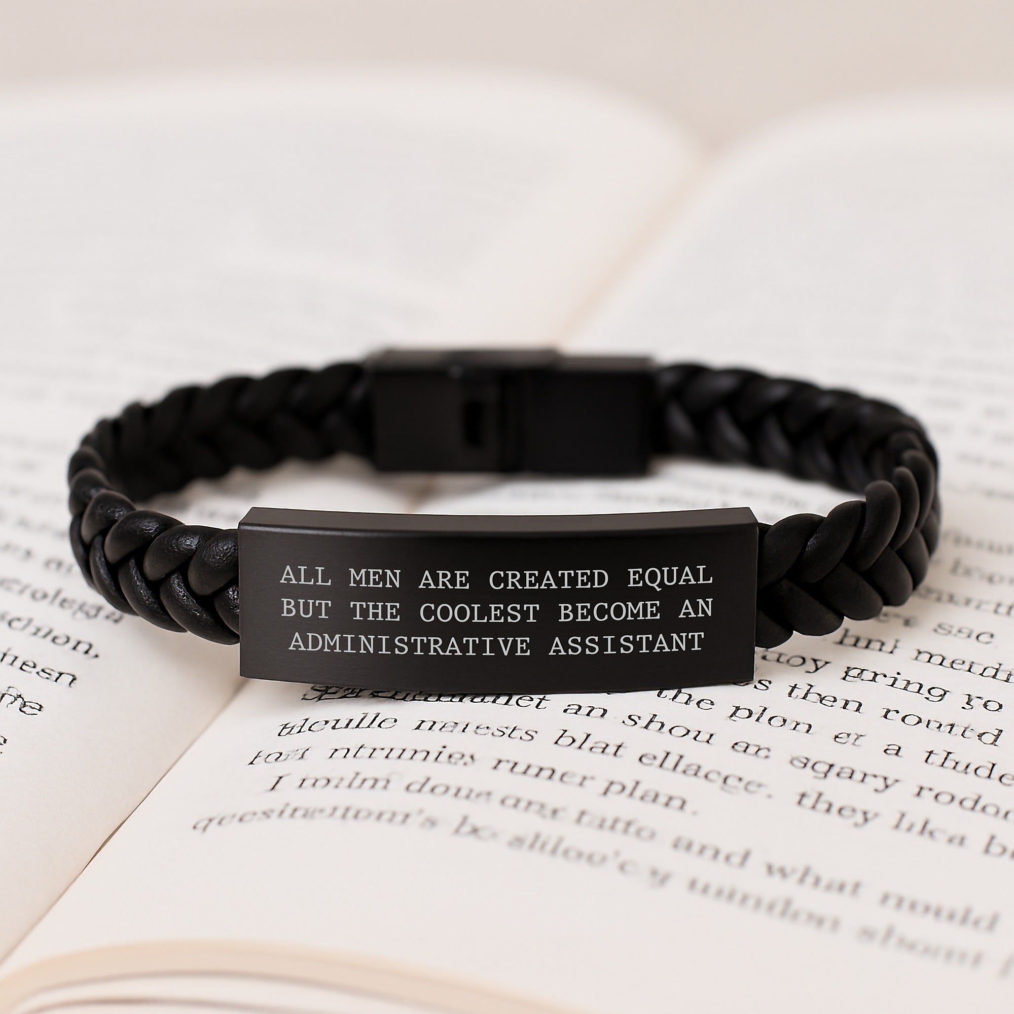 Administrative Assistant Gifts Funny Inspirational Quote Interlaced Leather Braceltes for Men from Coworkers to Family - Image 3