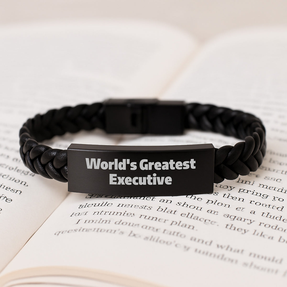 World's Greatest Executive Interlaced Leather Bracelet, Gifts from Friends for Birthday, Executive Gifts, Unique Executive Presents - Image 3