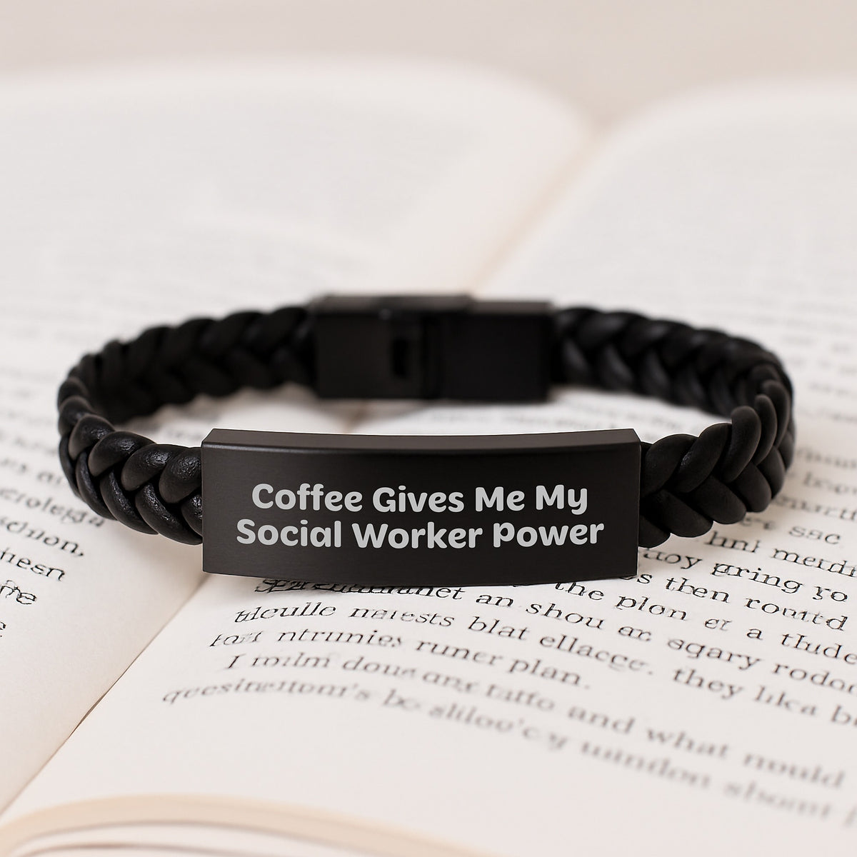 Social Worker Power Gift for Men, Funny Interlaced Leather Bracelet for Social Worker, Valentine's Unique Gifts for Coworkers - Image 3