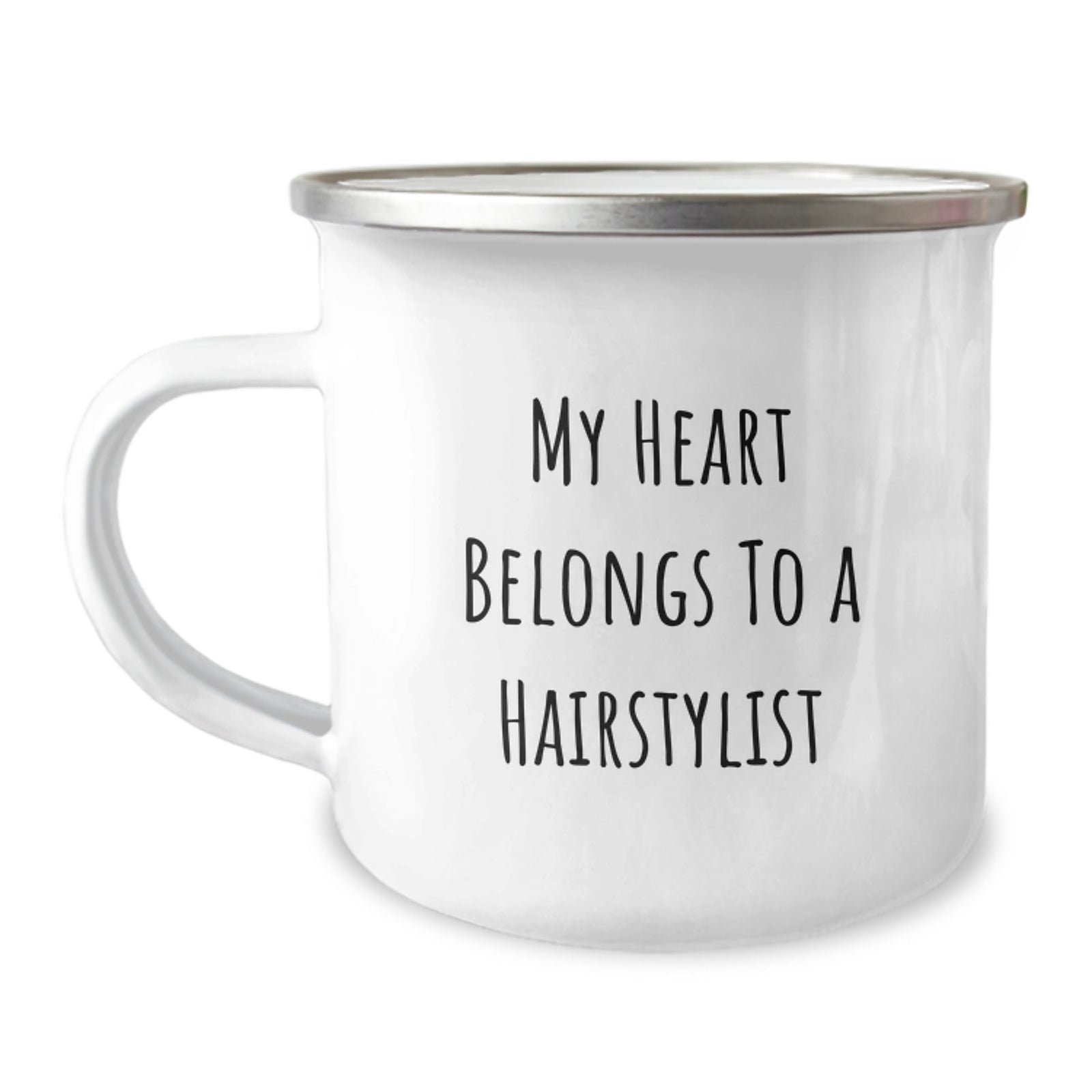 Funny Hairstylist Camping Mug, Gifts from Friends to Hairstylist, My Heart Belongs To A Hairstylist, Birthday Unique Gifts, Gifts for Hairstylist - Image 1