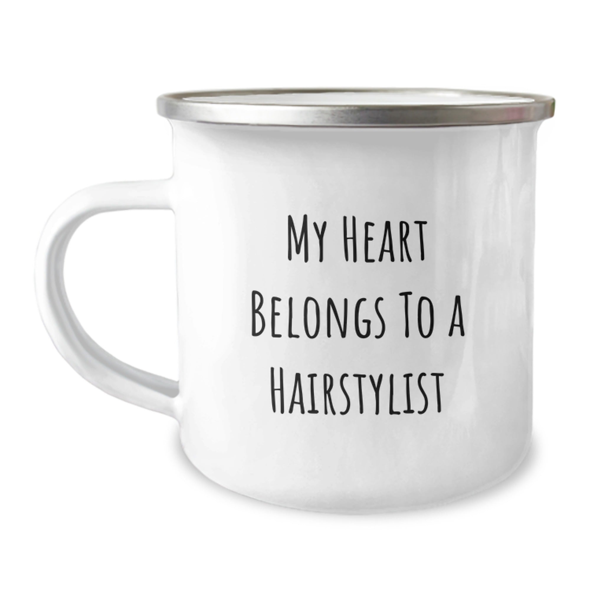 Funny Hairstylist Camping Mug, Gifts from Friends to Hairstylist, My Heart Belongs To A Hairstylist, Birthday Unique Gifts, Gifts for Hairstylist - Image 1