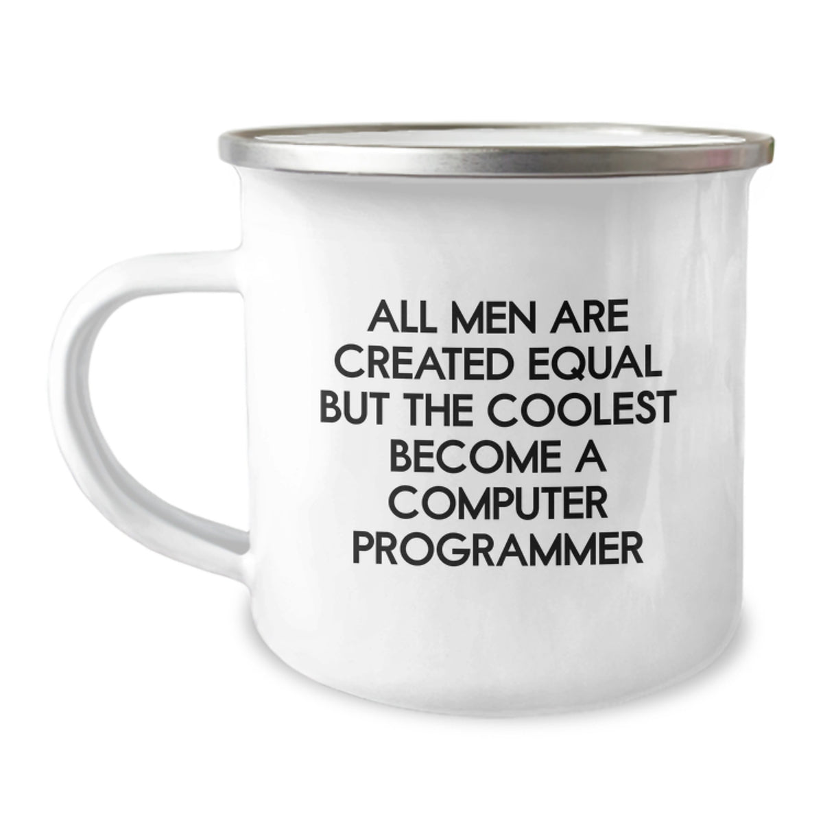Funny Computer Programmer Gifts for Computer Programmer Mom - Gifts from Women - Enamel Camping Mug, 12 oz, Stainless Steel, Permanent Printing - Image 1