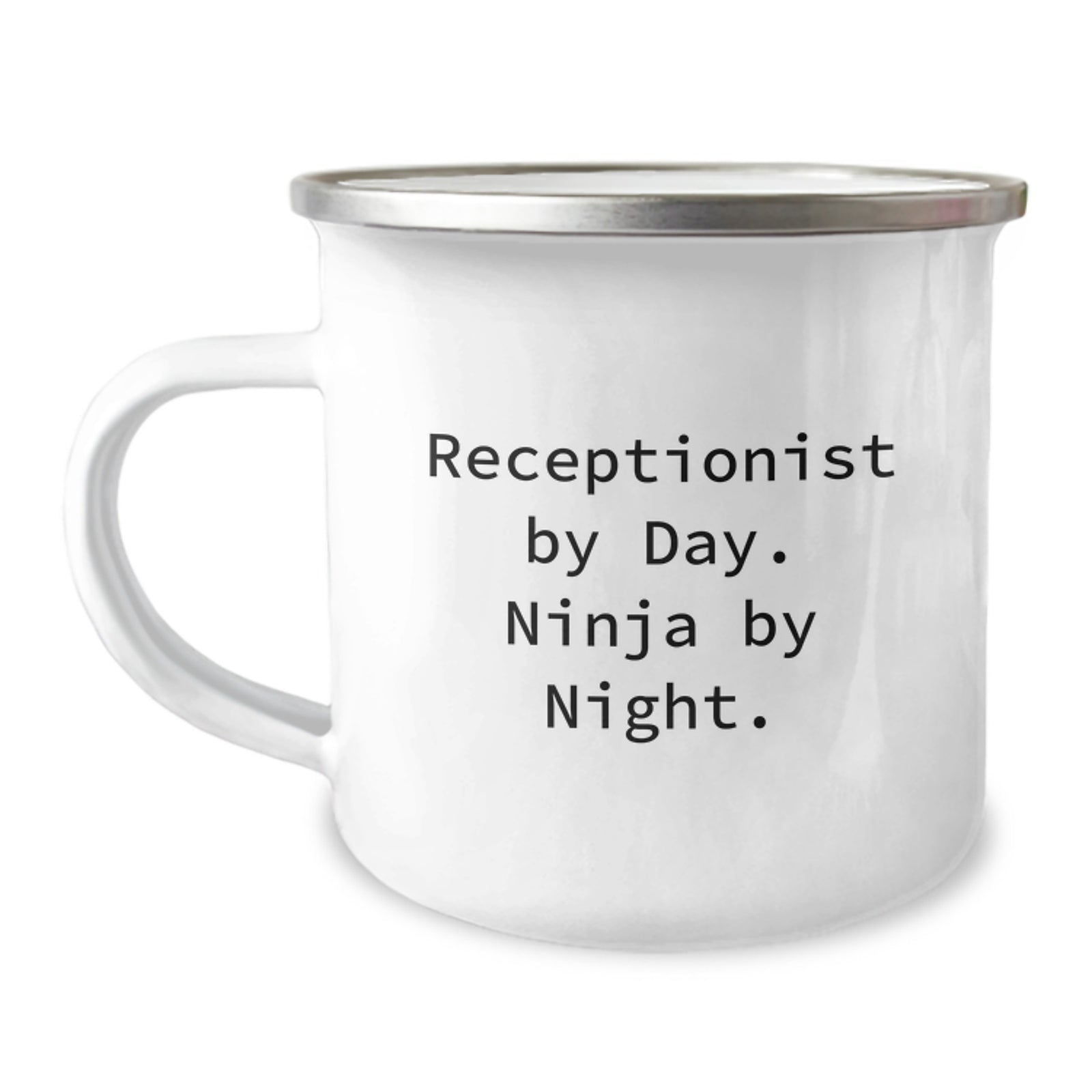 Funny Receptionist Gifts for Birthday - 'Receptionist By Day. Ninja By Night.' Camping Mug Gifts from Friends - Image 1