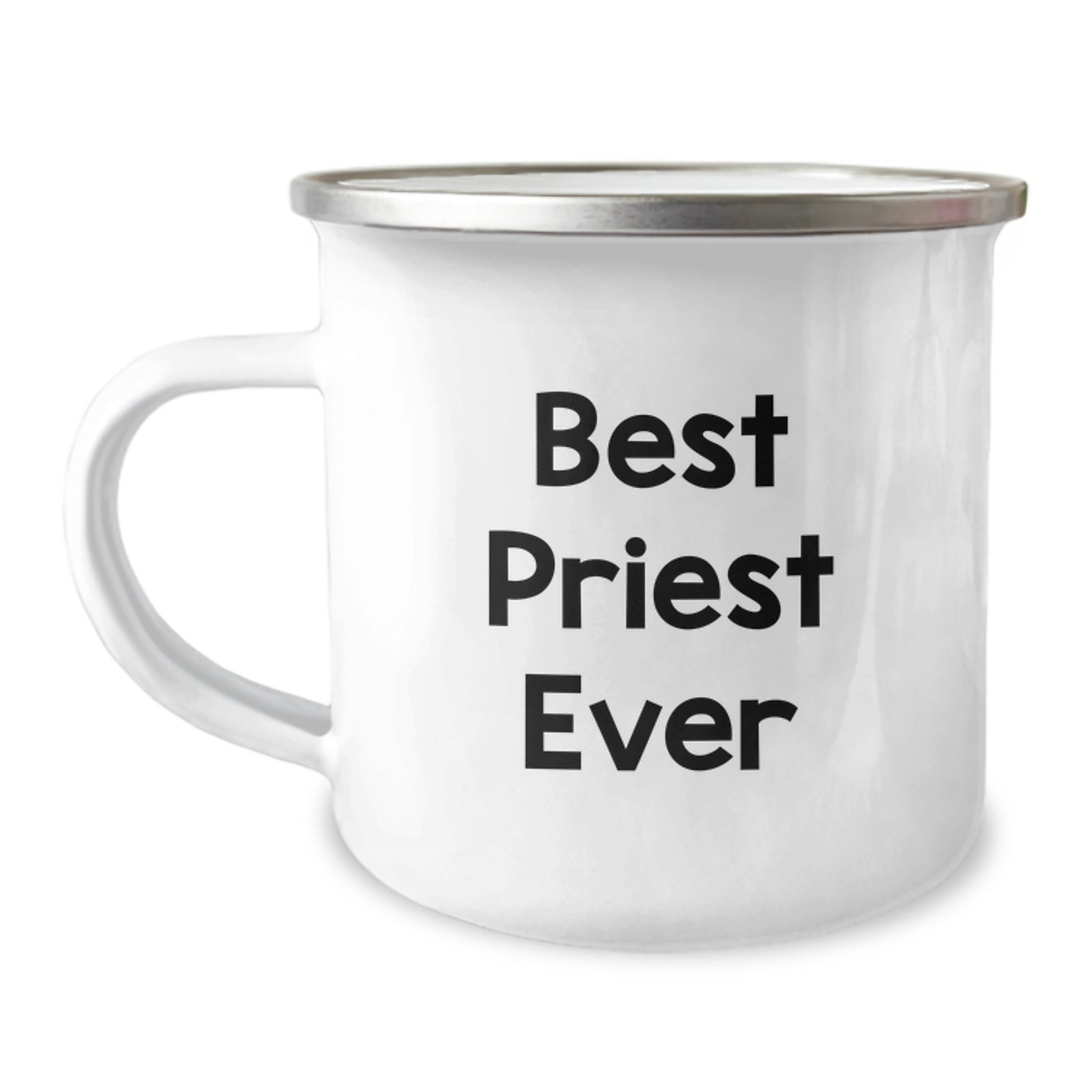 Funny Gifts from Men to Priest - Best Priest Ever Camping Mug, Perfect for Christmas Unique Gifts - 12 oz Stainless Steel with Enamel Finish - Image 1