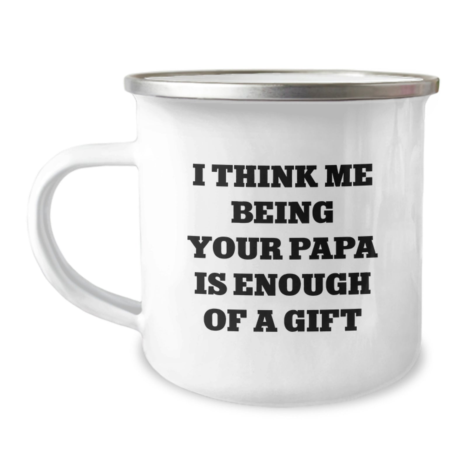 Unique Papa Camping Mug Gifts for Papa, Funny Quote, 12 oz Stainless Steel with Enamel Finish, Gifts from Family to Papa, Perfect for Graduation - Image 1