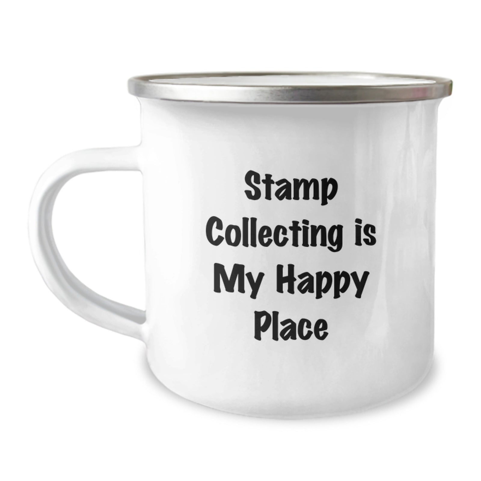 Stamp Collecting Gifts from Family - 'Stamp Collecting Is My Happy Place' Camping Mug for Graduation - Image 1
