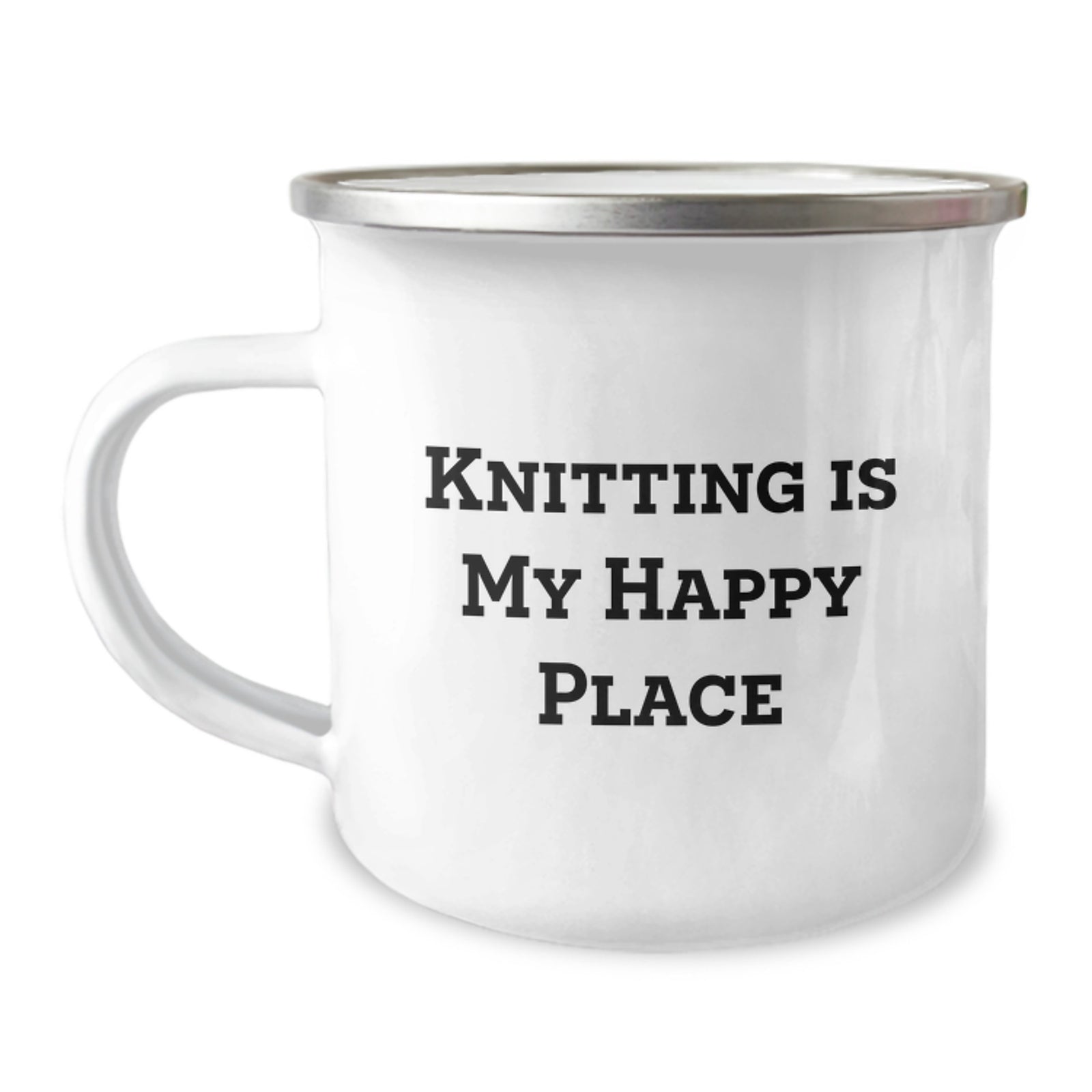 Funny Knitting Gifts for Knitting Lovers - 'Knitting Is My Happy Place' Mother's Day Unique Camping Mug - Image 1