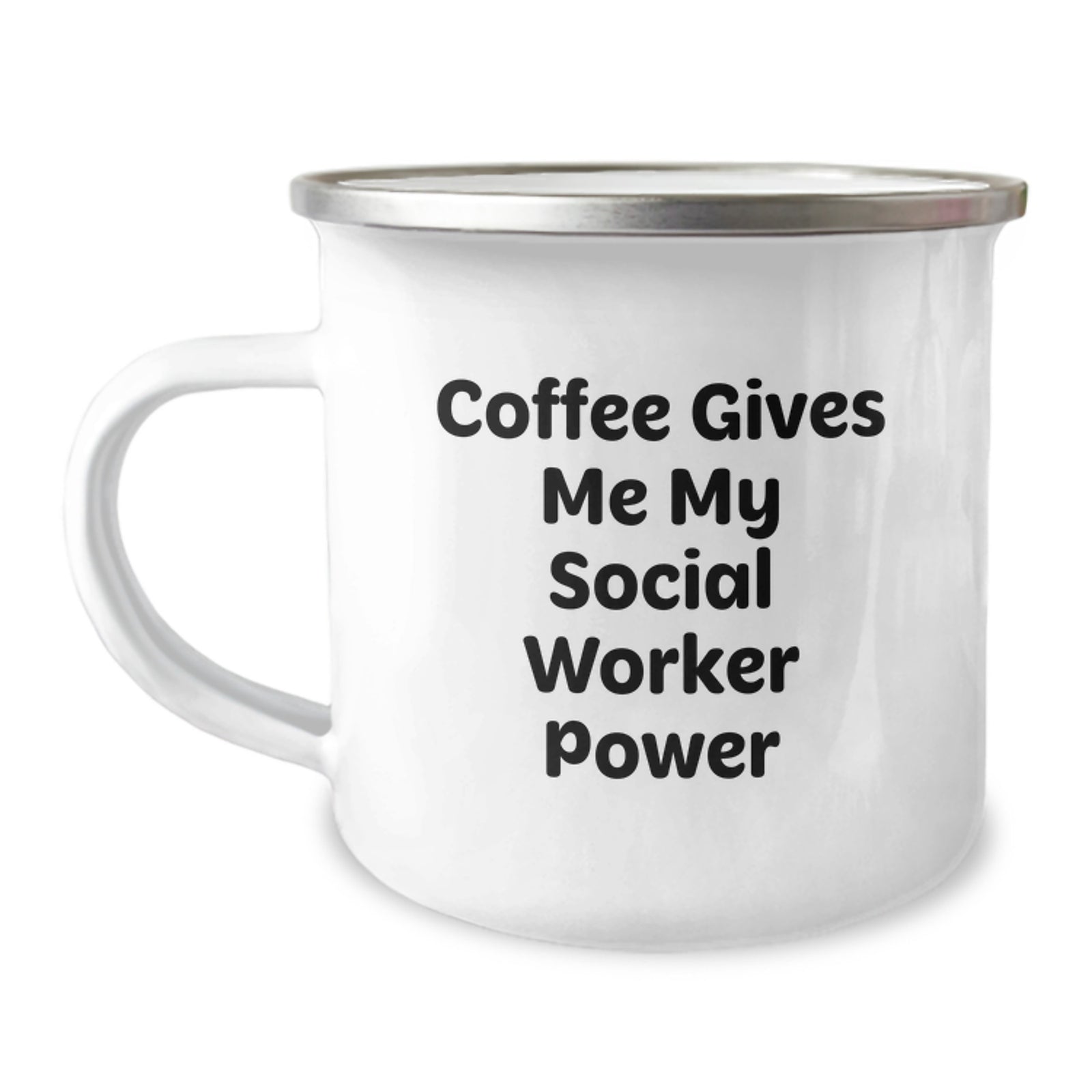 Funny Social Worker Gifts for Him - Valentine's Unique Mugs from Men - Coffee Gives Me My Social Worker Power Stainless Steel Camping Mug - Image 1