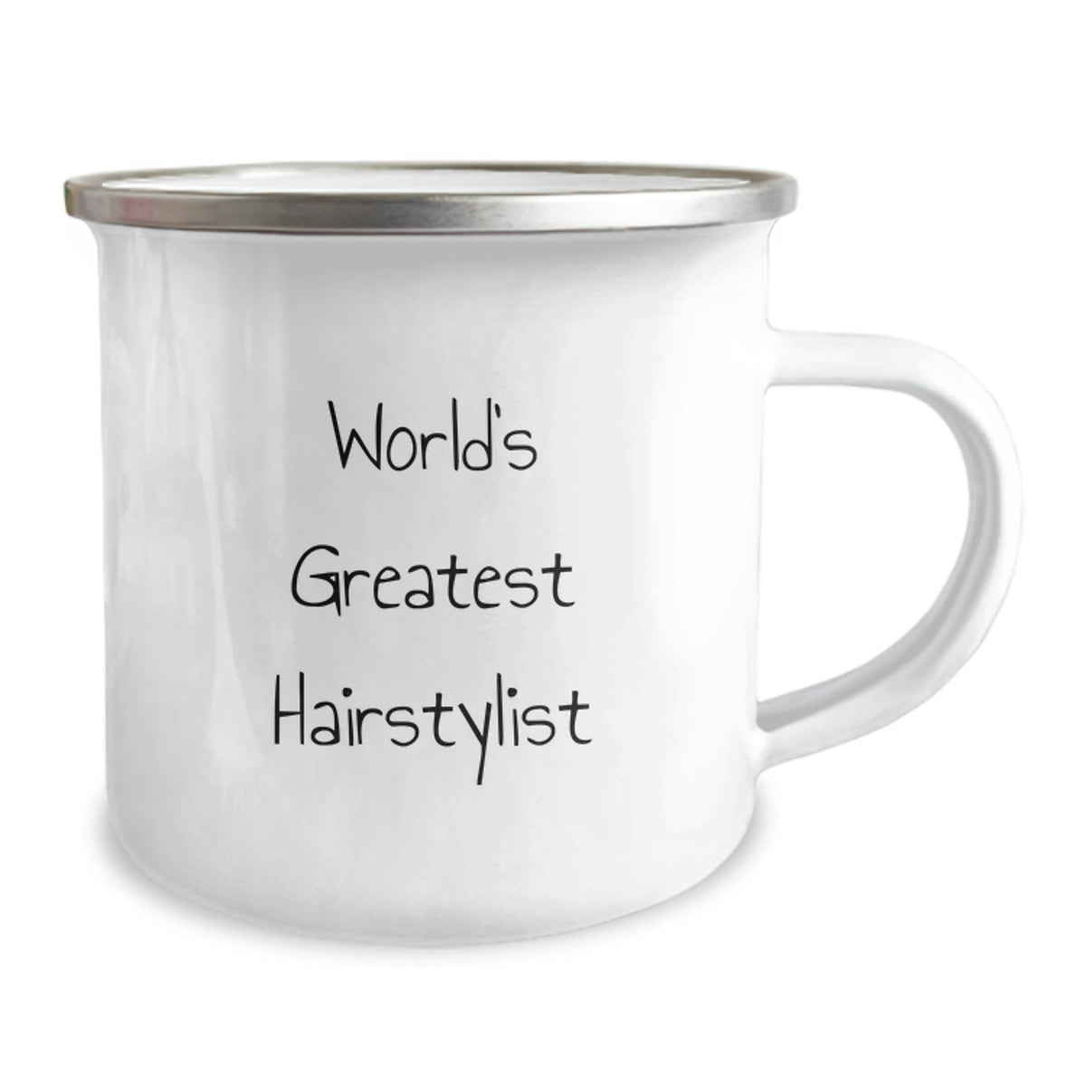 Funny Hairstylist Gifts for Graduation, Unique Camping Mug from Friends to Family, 'World's Greatest Hairstylist' Quote, 12 oz Stainless Steel Enamel Finish - Image 2