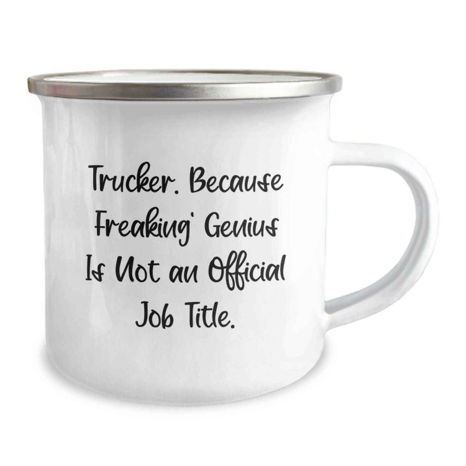 Funny Trucker Gift for Him, Camping Mug for Valentine's Unique Gifts from Friends to Trucker, Trucker Because Freaking' genius Is Not An Official Job Title. - Image 2