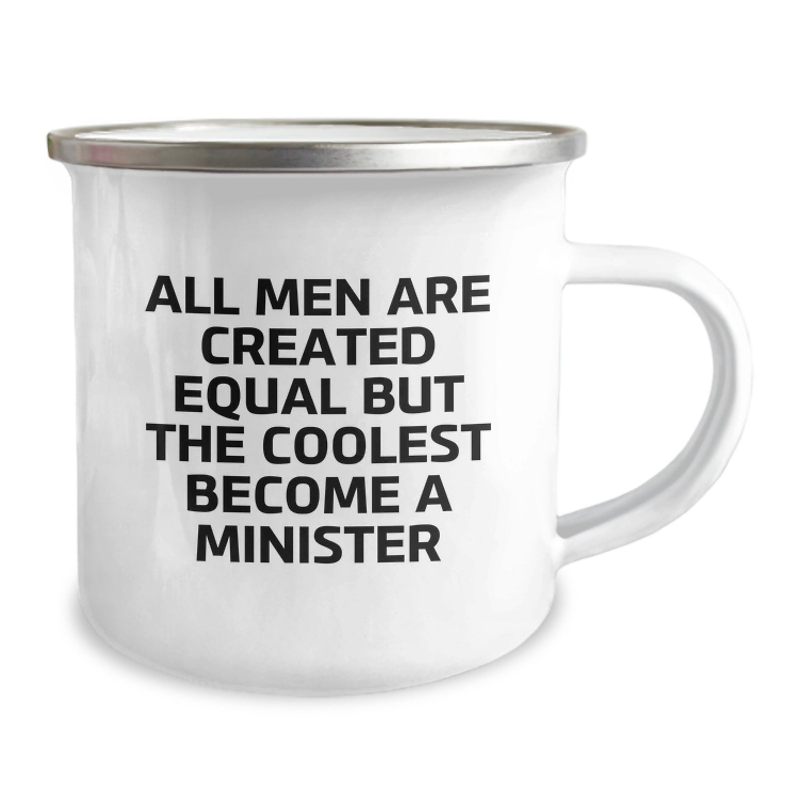 Funny Minister Gifts from Men, Inspirational Camping Mug for Birthday 'All Men Are Created Equal But The Coolest Become A Minister', 12 oz Stainless Steel with Enamel Finish - Image 2