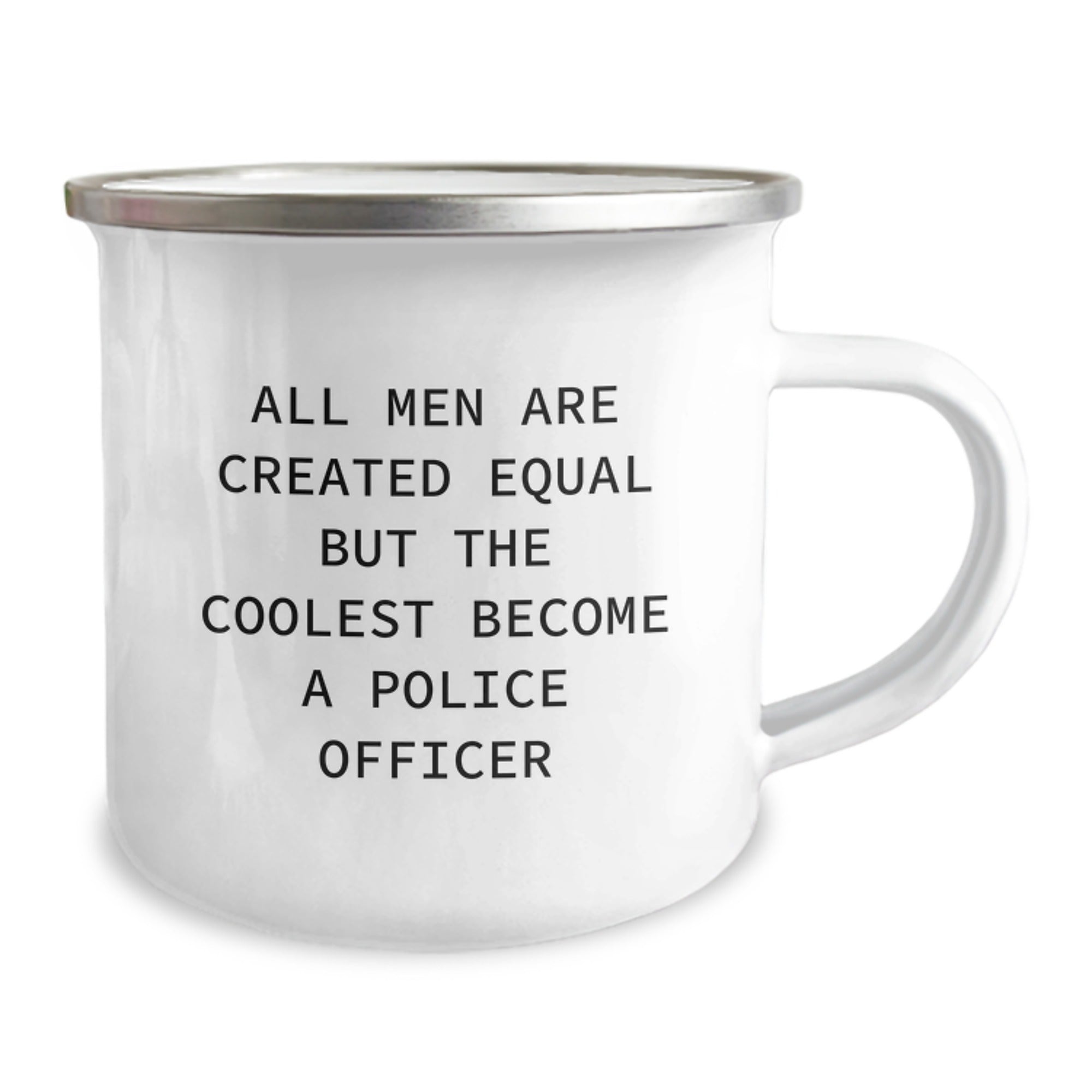 Funny Police Officer Gifts for Him, 'All Men Are Created Equal But The Coolest Become A Police Officer' Camping Mug, Unique Christmas Unique Gifts from Men to Police Officer Friends - Image 2