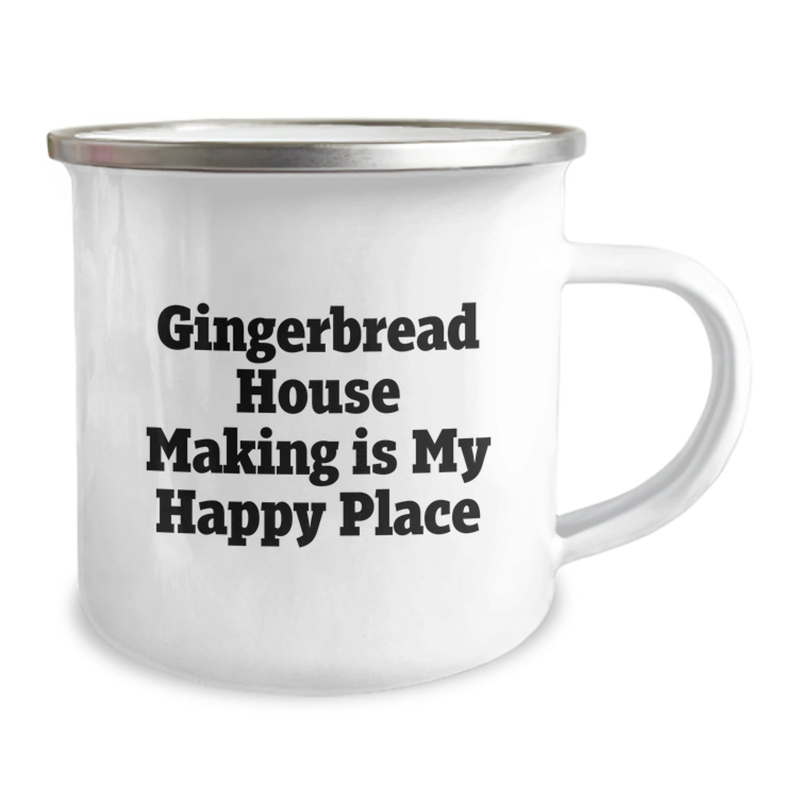 Gingerbread House Making Gifts for Friends, Funny Quote 'Gingerbread House Making Is My Happy Place', 12 oz Stainless Steel Camping Mug for Graduation - Image 2
