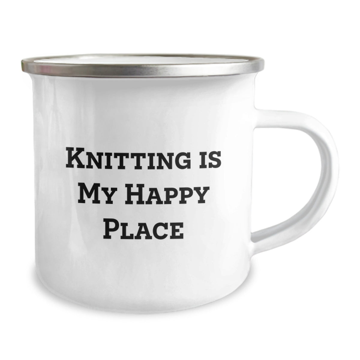 Funny Knitting Gifts for Knitting Lovers - 'Knitting Is My Happy Place' Mother's Day Unique Camping Mug - Image 2