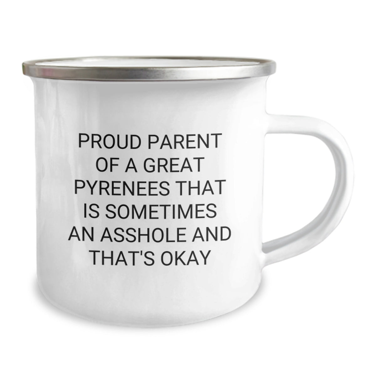Funny Great Pyrenees Dog Gifts from Parents to Graduates - Proud Parent Quote on Camping Mug, 12 oz Stainless Steel with Enamel Finish, Perfect for Friends and Family - Image 2