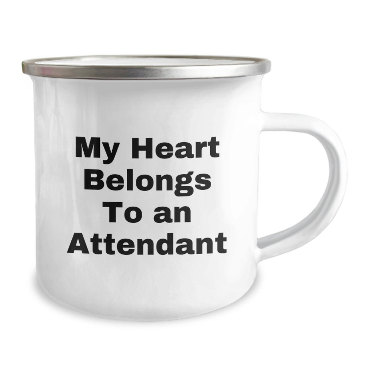 Funny Attendant Gifts - My Heart Belongs To An Attendant Camping Mug for Birthday - Enamel Finish Stainless Steel - Image 2