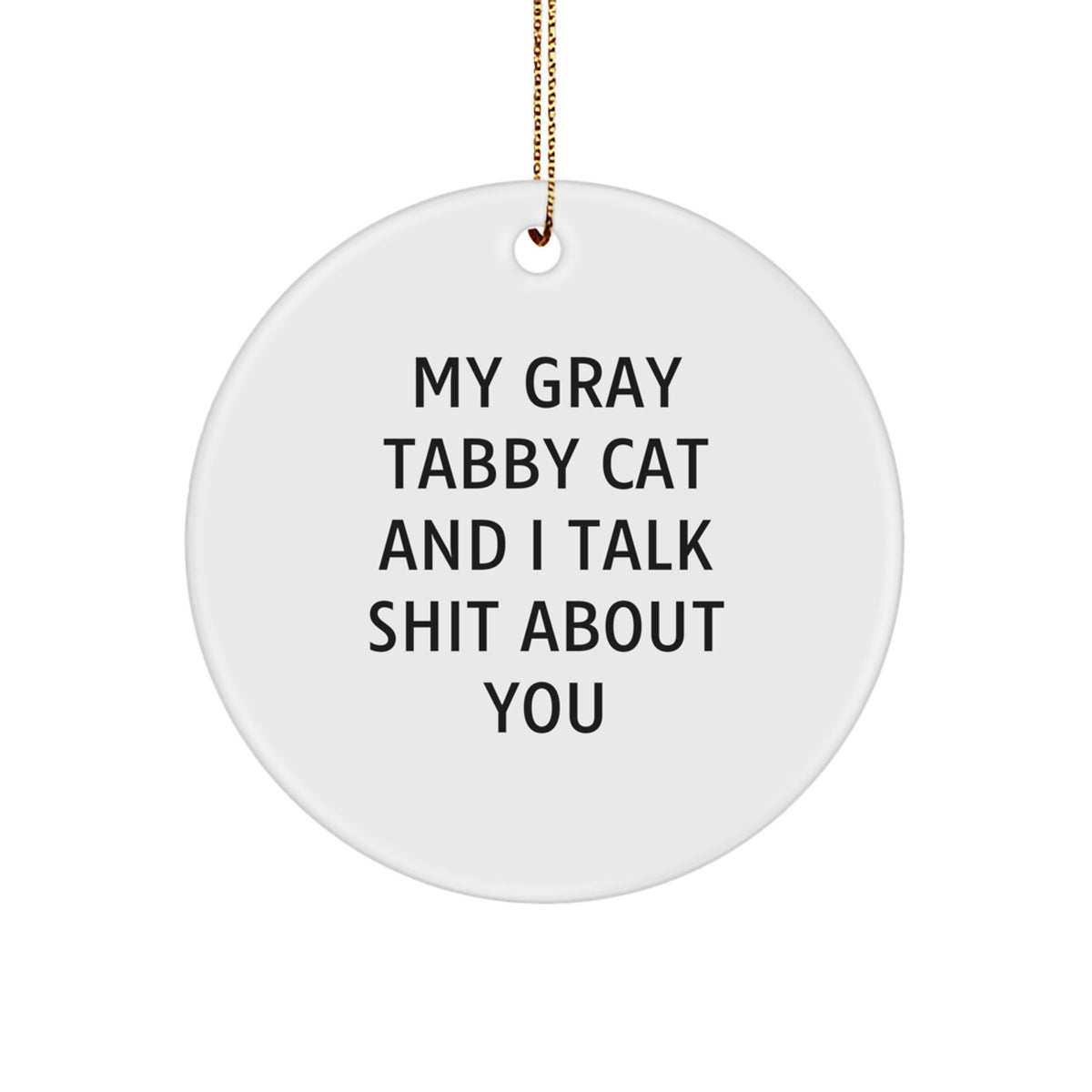 Christmas Gift Gray Tabby Cat Christmas Ornament - A Playful Present - Image 1