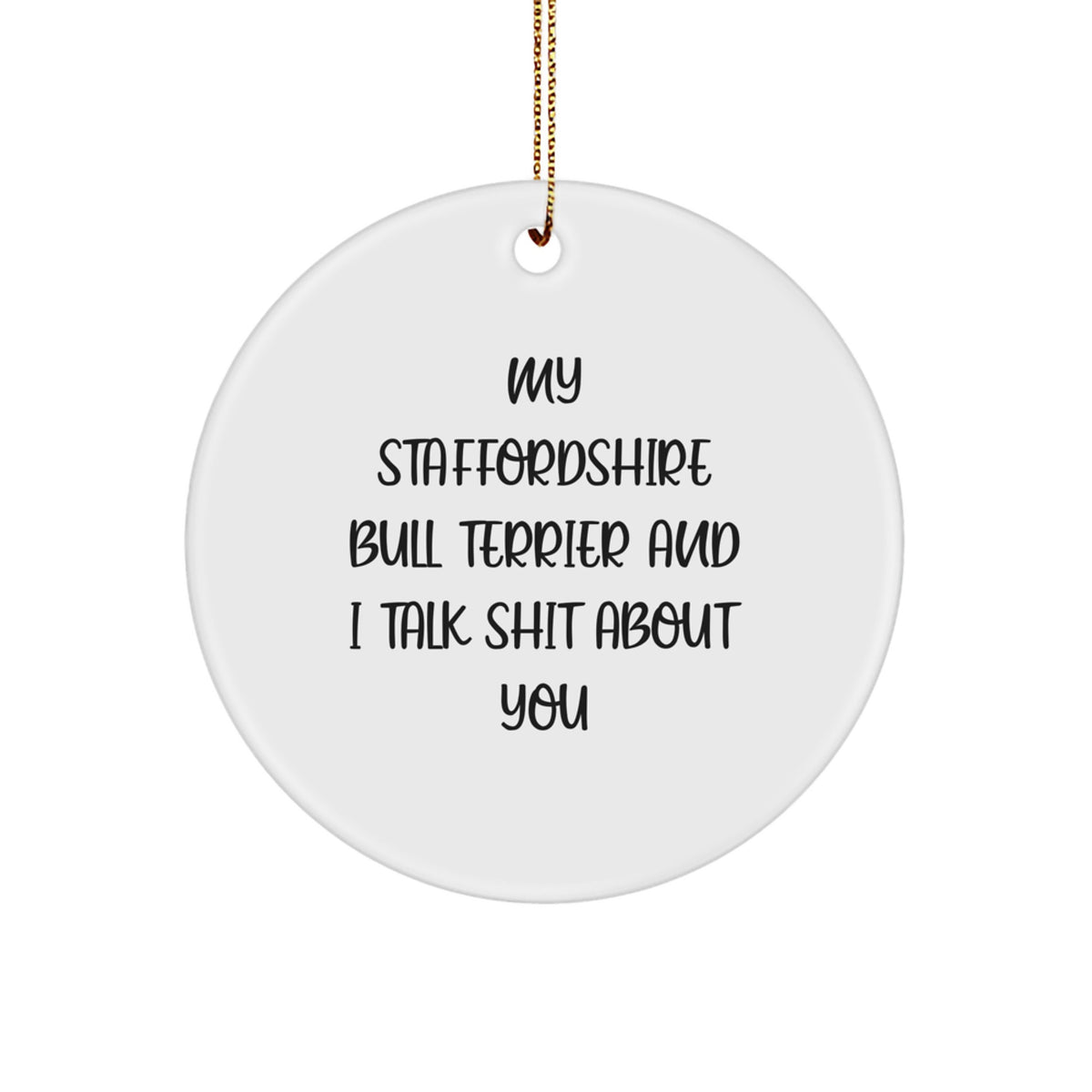 Christmas Gift for Her Staffordshire Bull Terrier Circle Ornament - Image 1