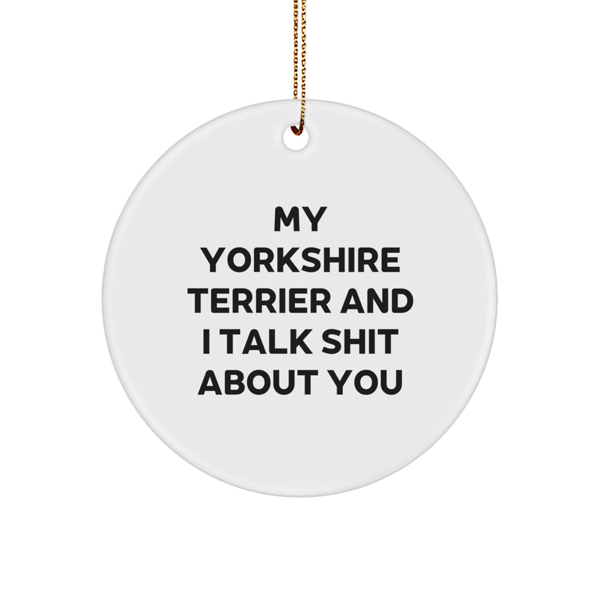 Christmas Gift for Her Yorkshire Terrier Circle Ornament Present - Image 1