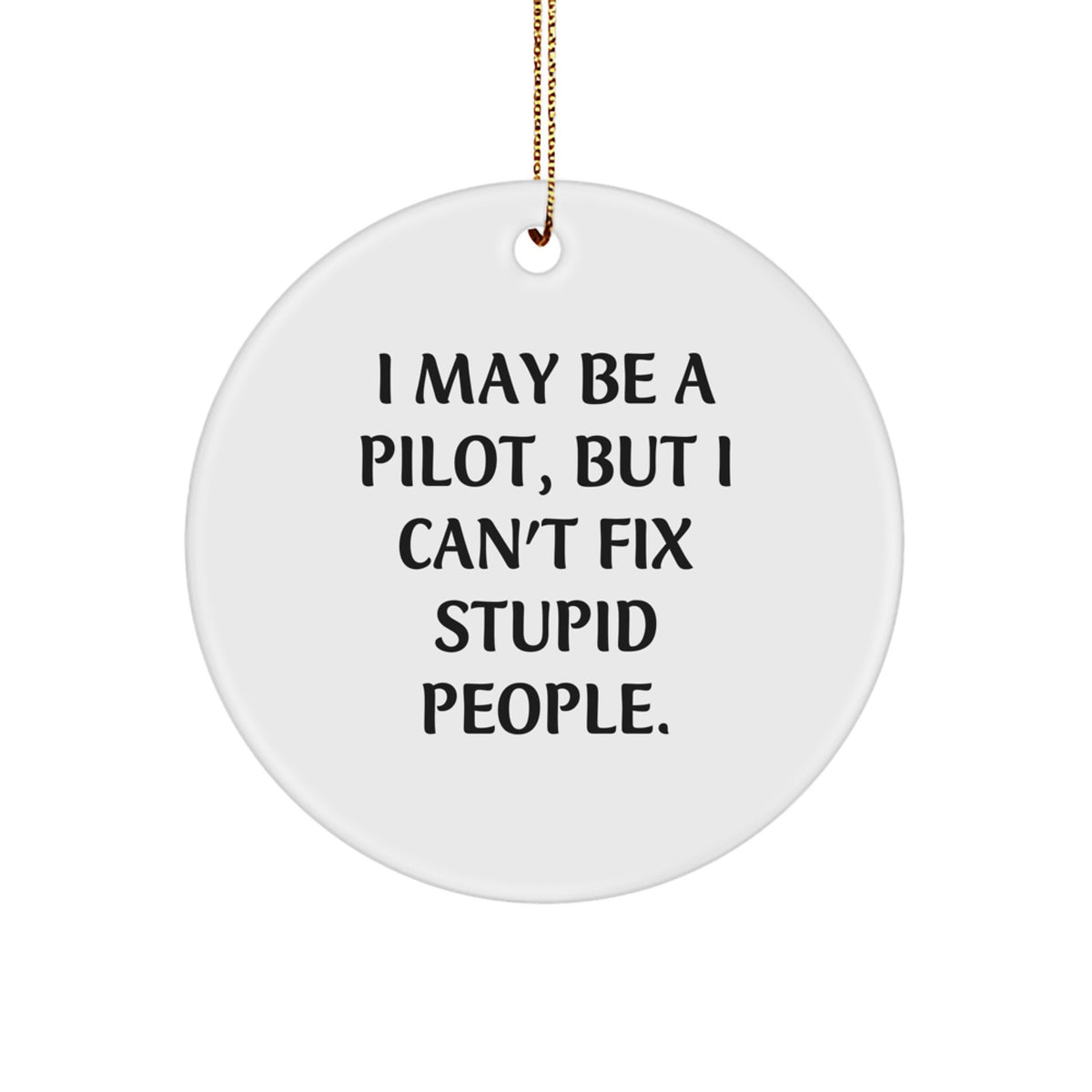 Funny Pilot Gifts from Friends - Pilot Christmas Unique Circle Ornament - I May Be A Pilot, But I Can't Fix Stupid People. - Image 1