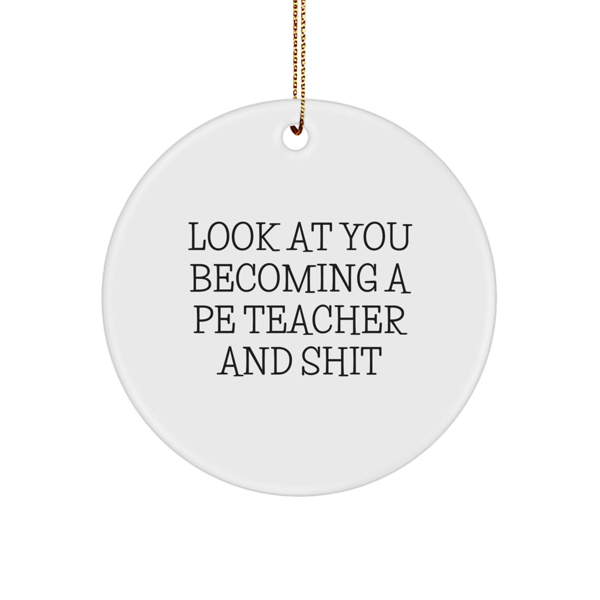 Funny Christmas Ornament Gift for PE Teacher - Look At You Becoming A Pe - Image 1
